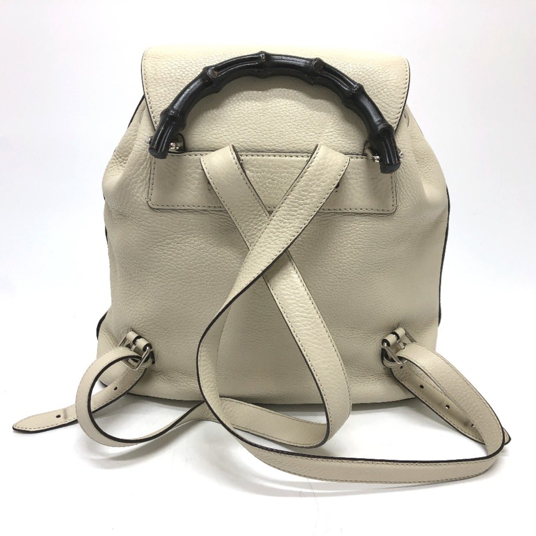 Gucci Bamboo Backpack WhiteBased SilverHardware