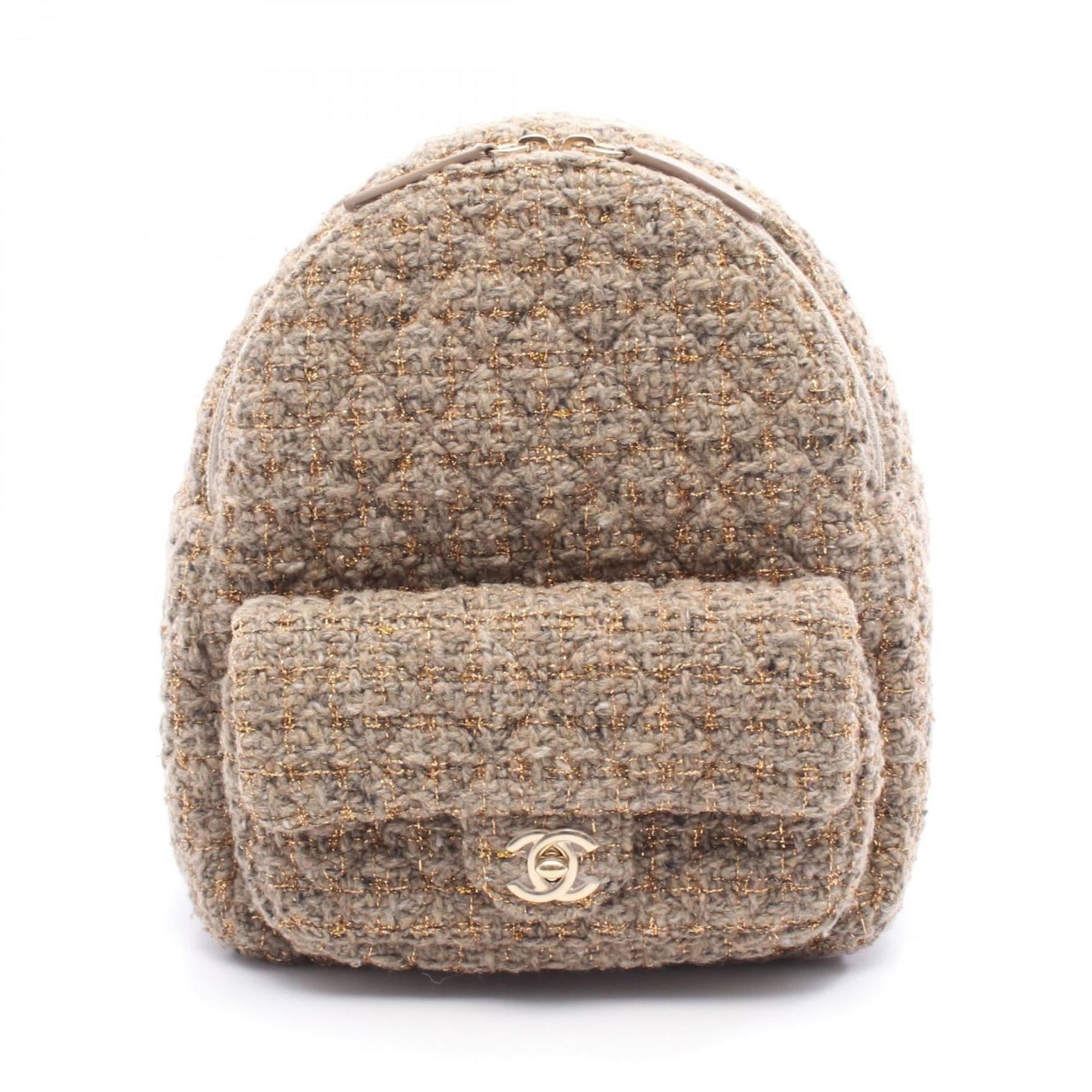 CHANEL Matelasse Backpack, Fabric and Leather, Beige, Multicolor