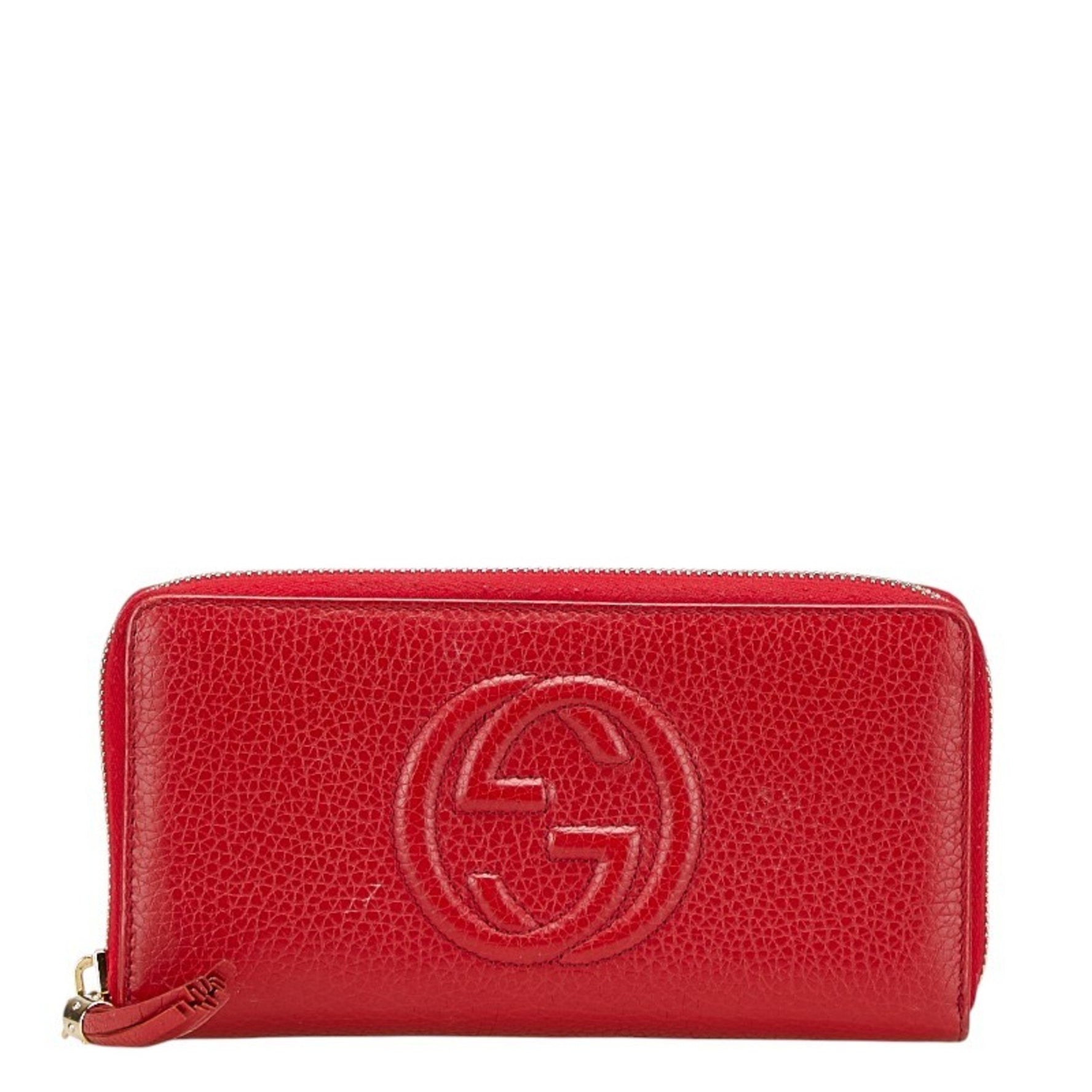 Gucci Interlocking G Soho Tassel Zip-Around Long Wallet Red Leather