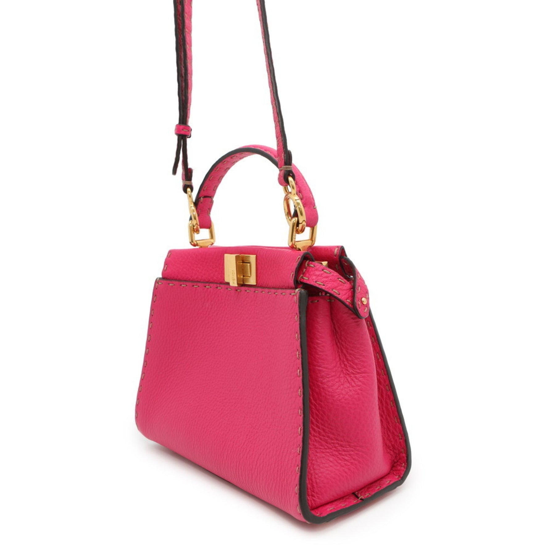 Fendi Selleria Peekaboo Mini Leather Handbag Shoulder Bag