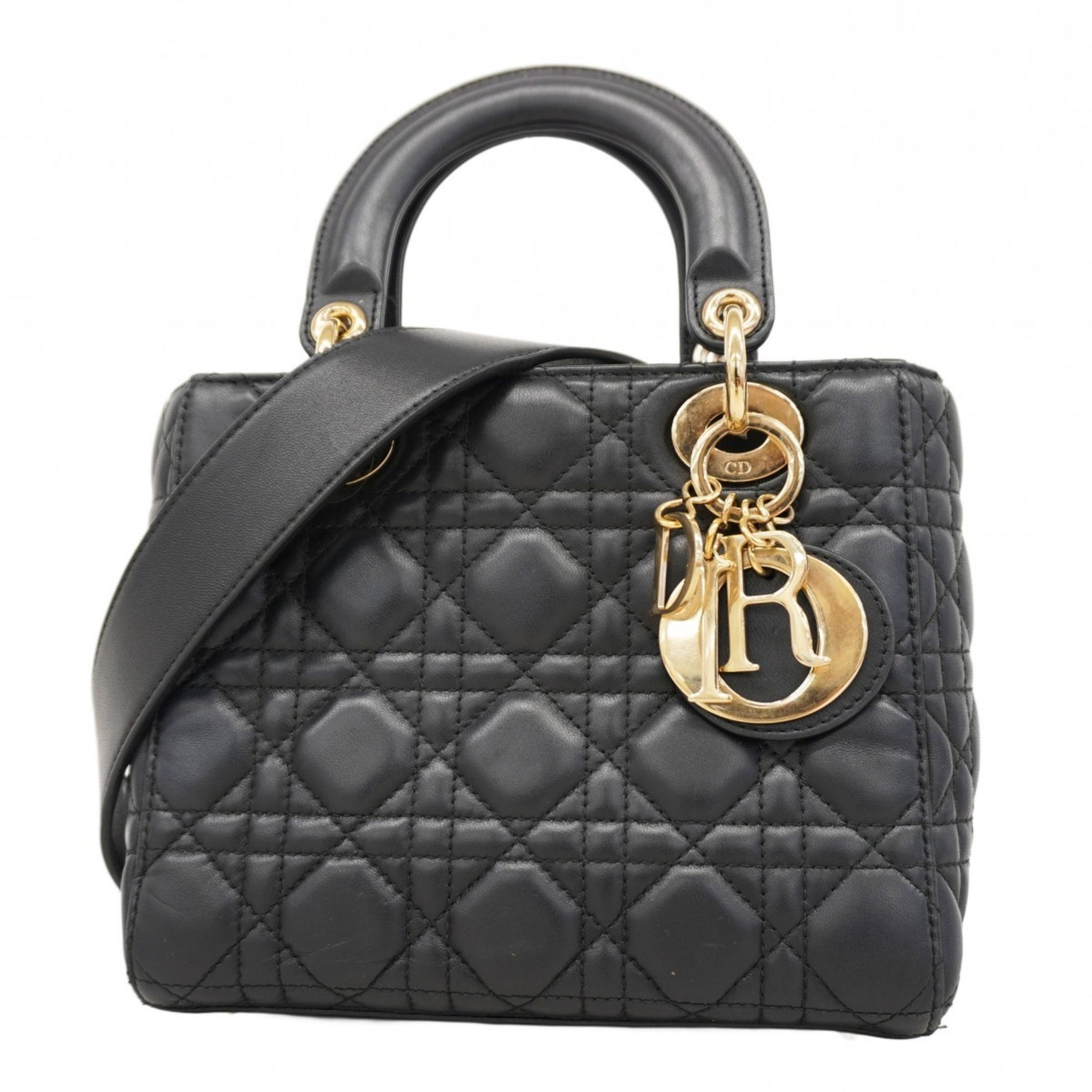 Christian Dior Cannage Lady Handbag in Champagne Leather