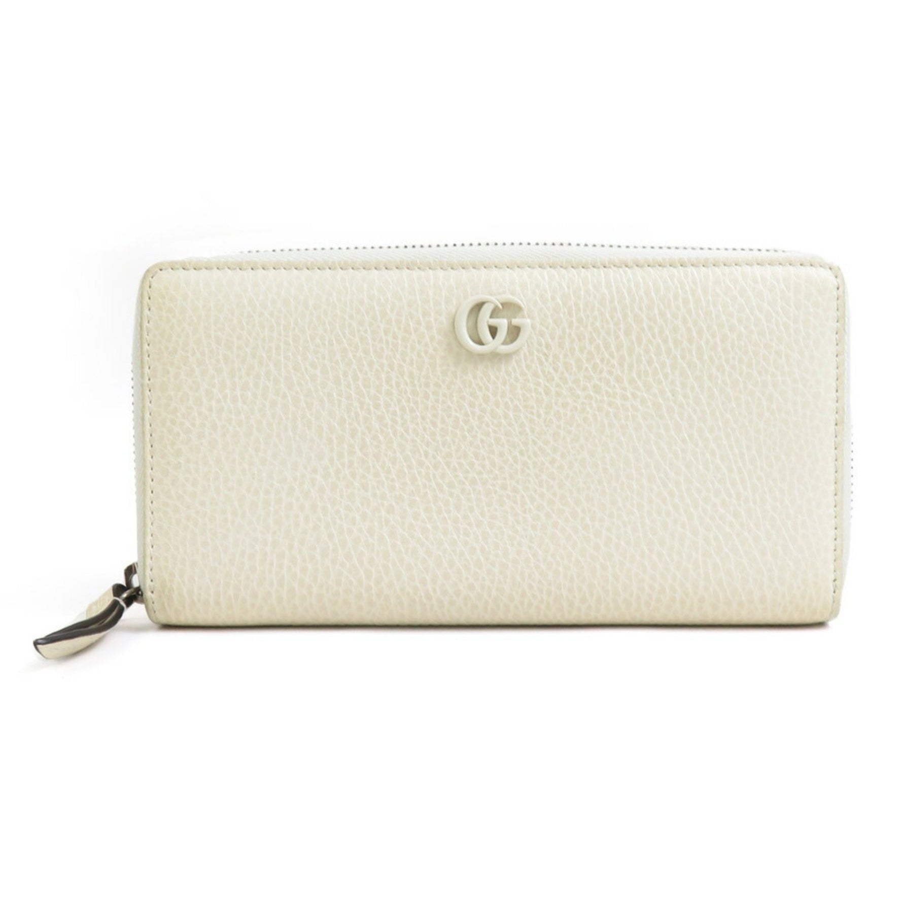 GUCCI Round Long Wallet GG Marmont Leather Silver