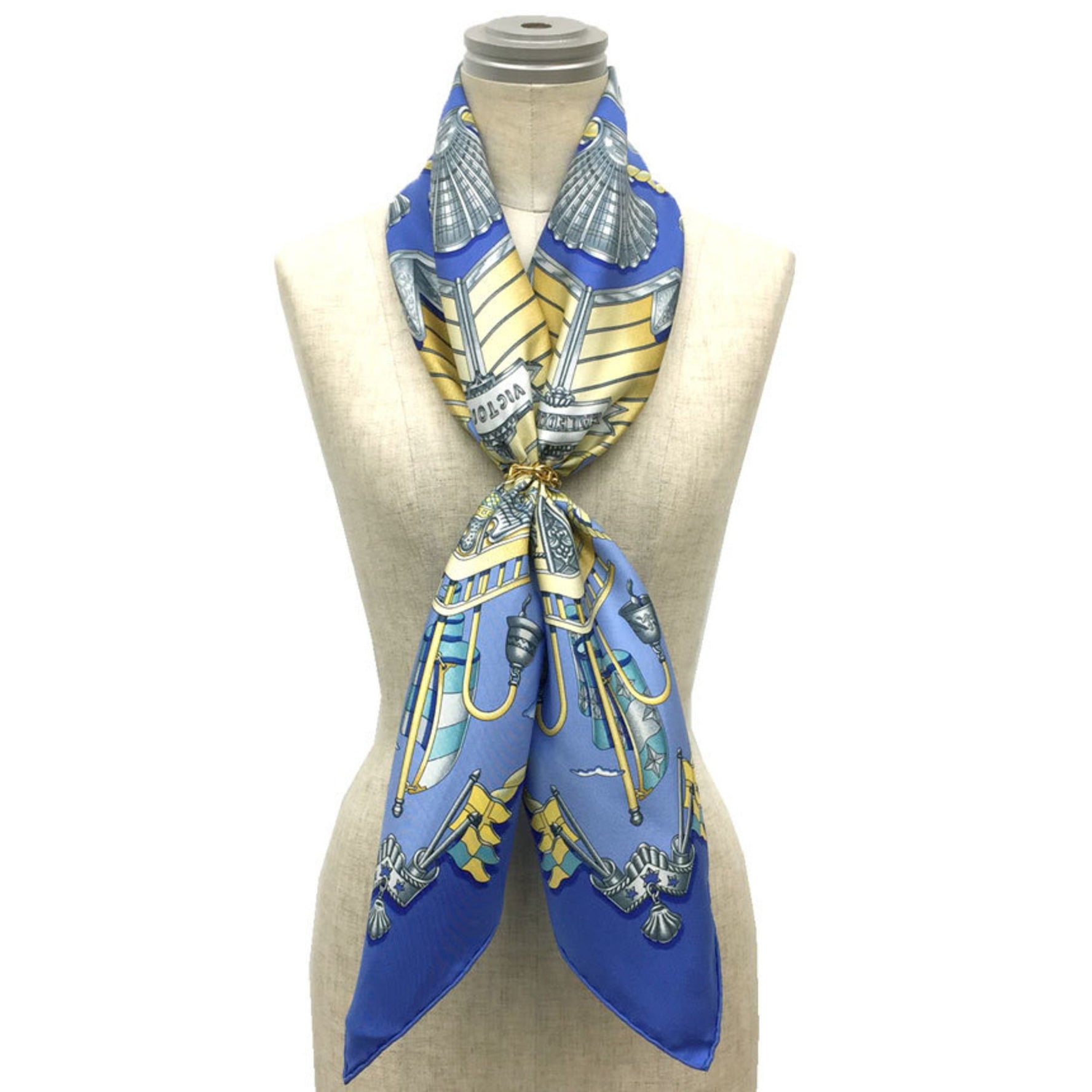 HERMES Carré 90 RAILING Scarf, Ship's Railing, Blue, 100% Silk