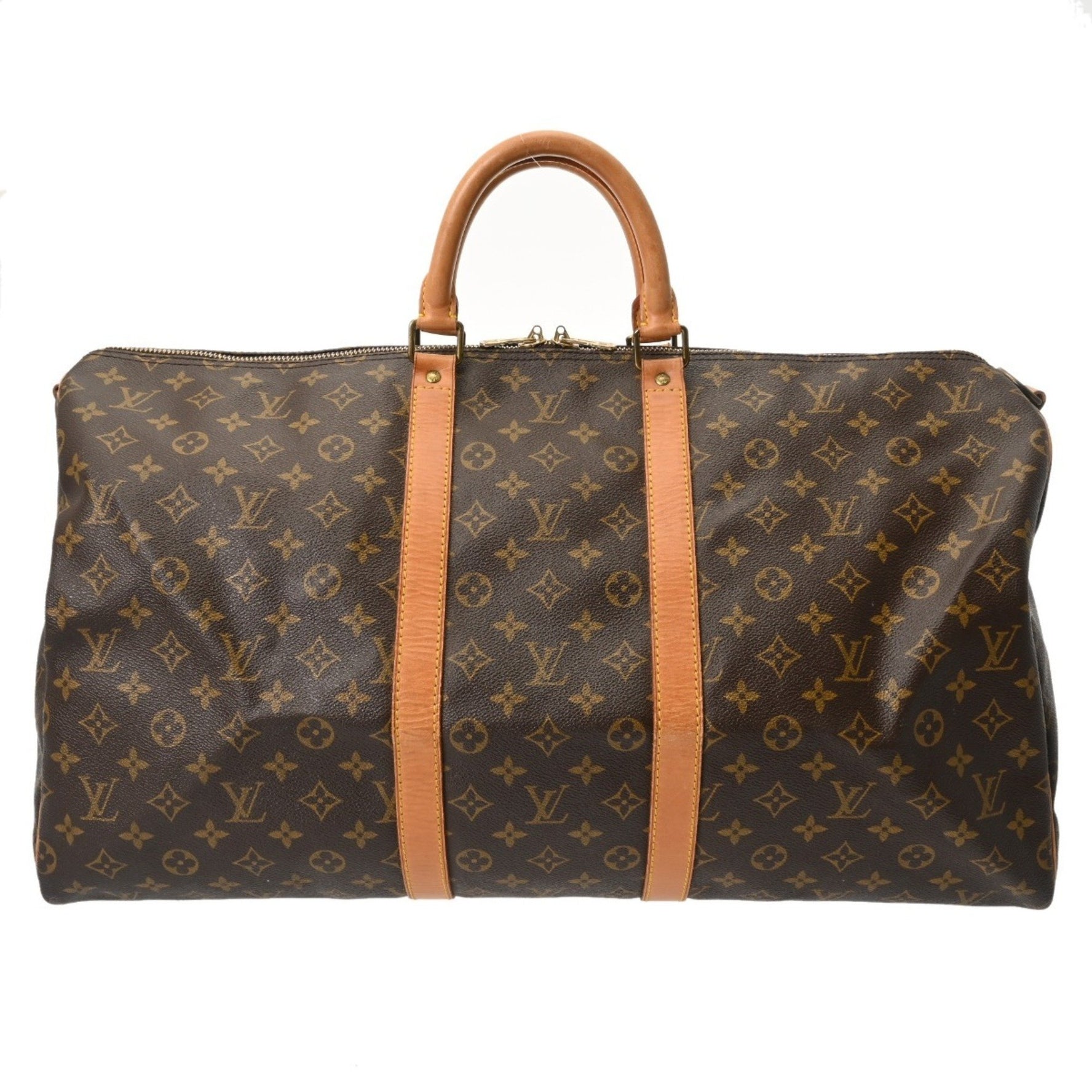 LOUIS VUITTON Monogram Keepall Bandouliere 55 Brown Canvas Boston Bag