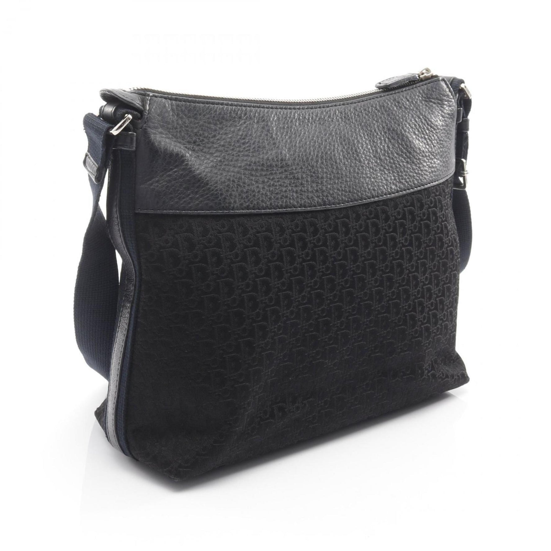 Christian Dior Dior Street Chic Trotter Shoulder Bag, Canvas and Leather, Black Navy