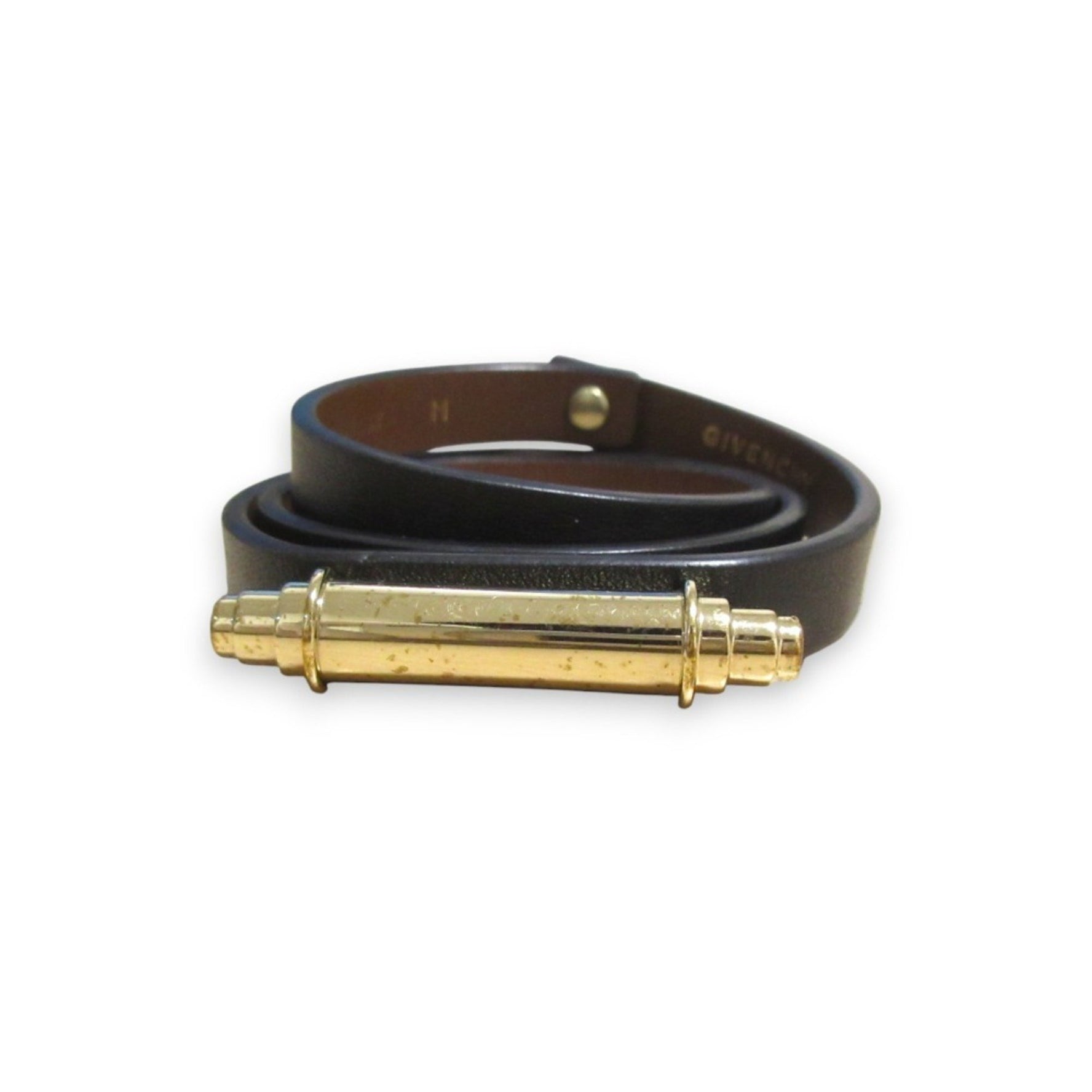 GIVENCHY OBSEDIA Leather Bracelet, Medium, Black x Gold Hardware
