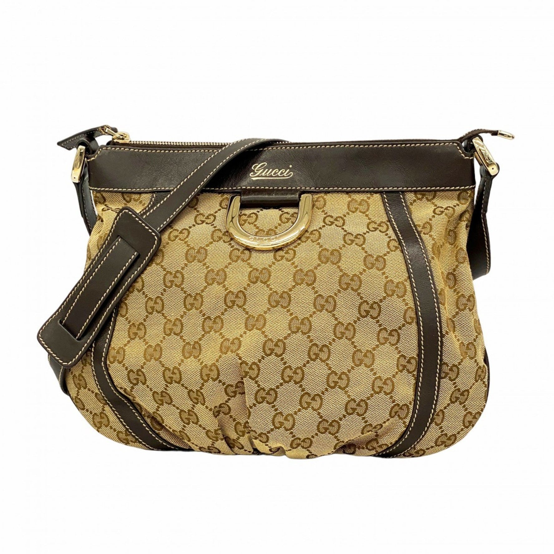 Gucci GG Canvas Abbey Shoulder Bag Champagne