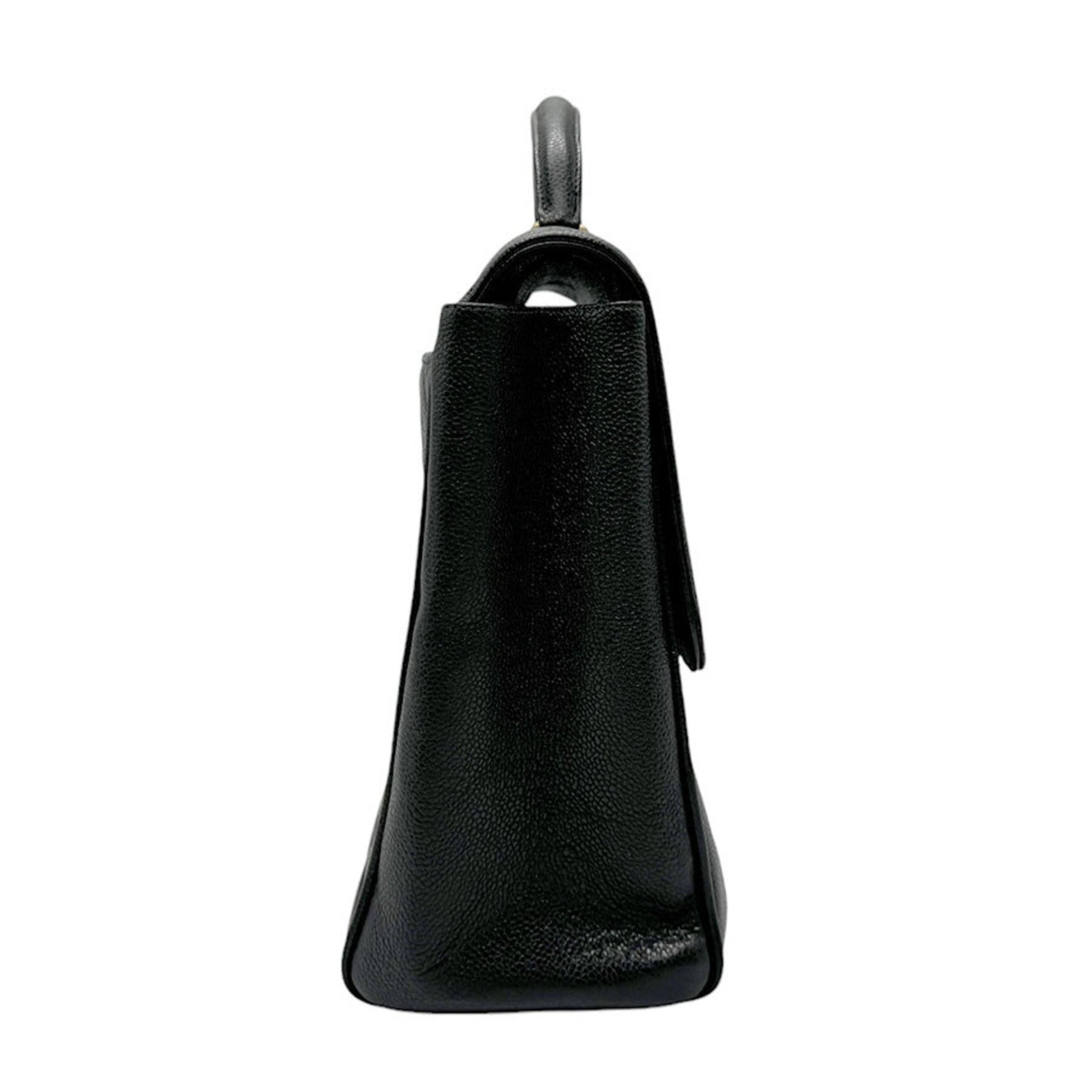 CHANEL Handbag Matelasse Caviar Skin Leather Gold