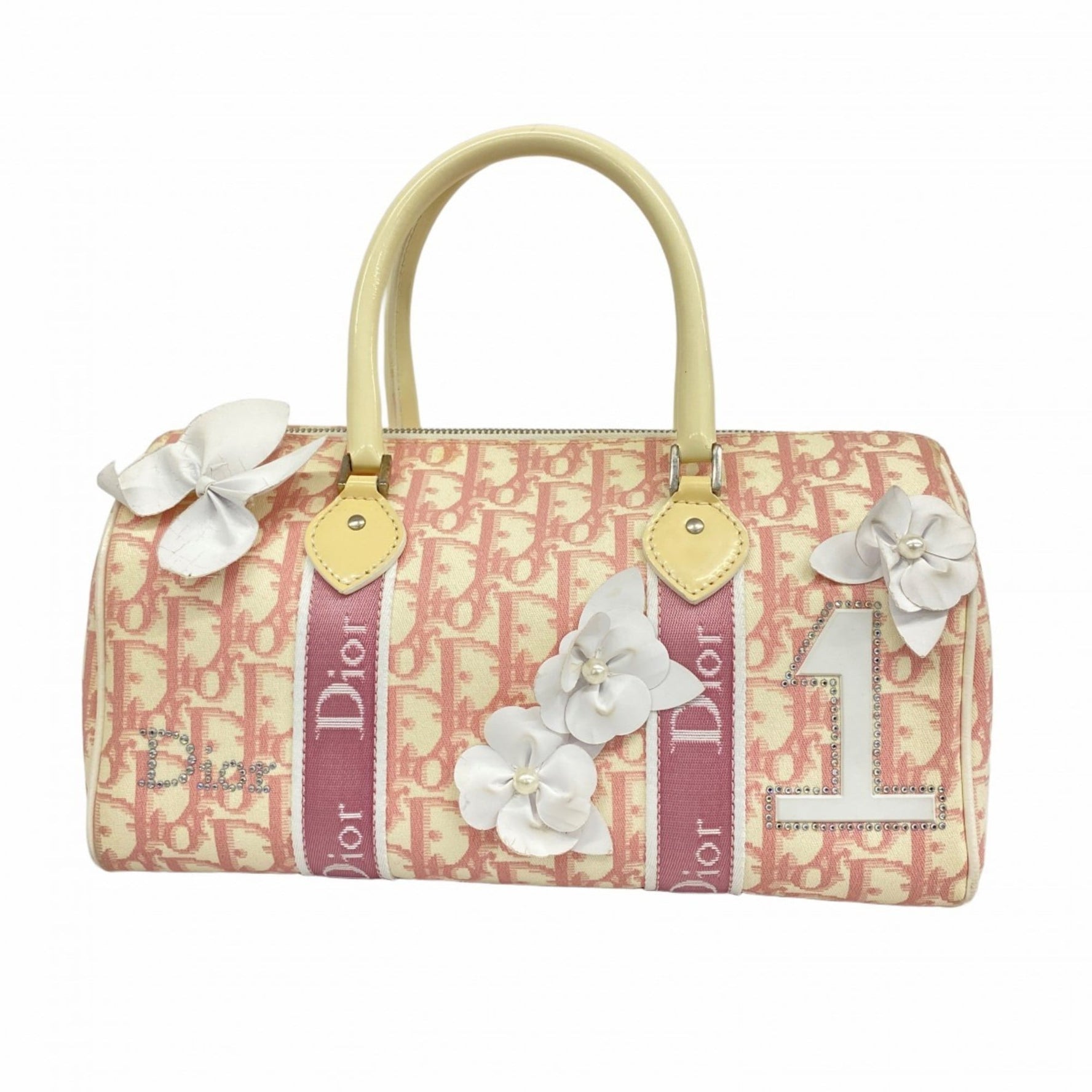 Christian Dior Trotter Flower Handbag in Pink and White