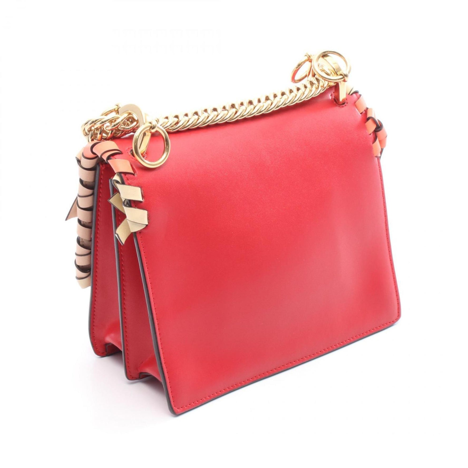 Fendi MINI KAN I shoulder bag in leather, red and multicolor