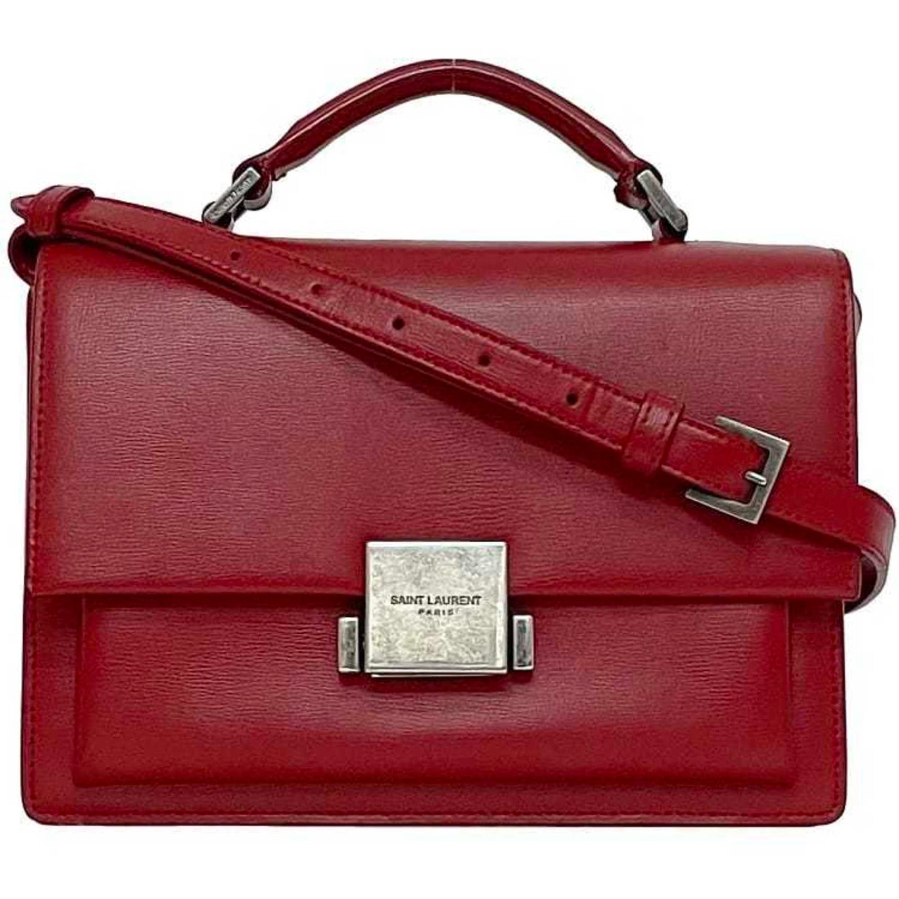 Saint Laurent Shoulder Bag Belle Chasse Medium Red Leather 0917 Flap Crossbody Clutch Second