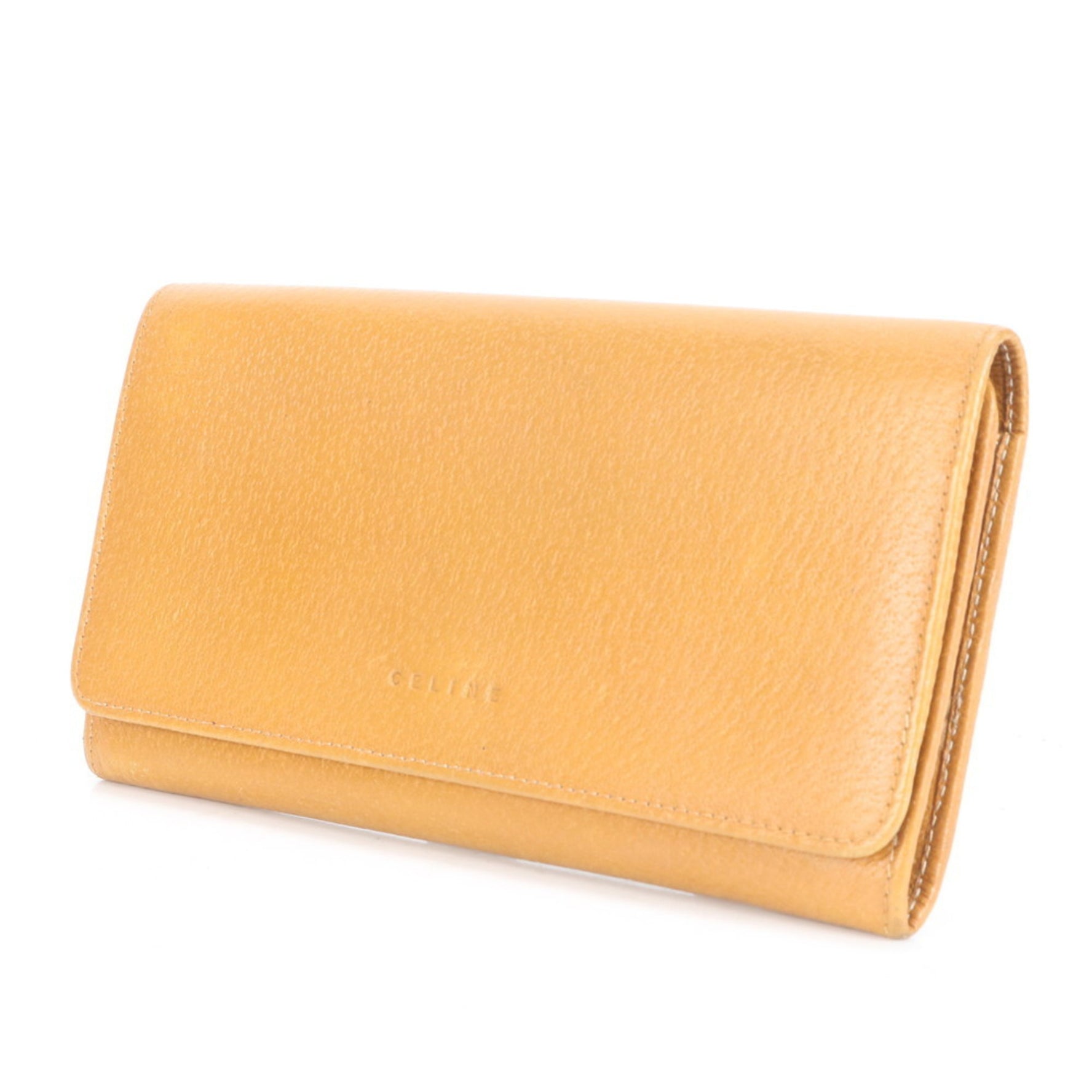 Celine Leather Long Wallet, Round Zipper, Bifold