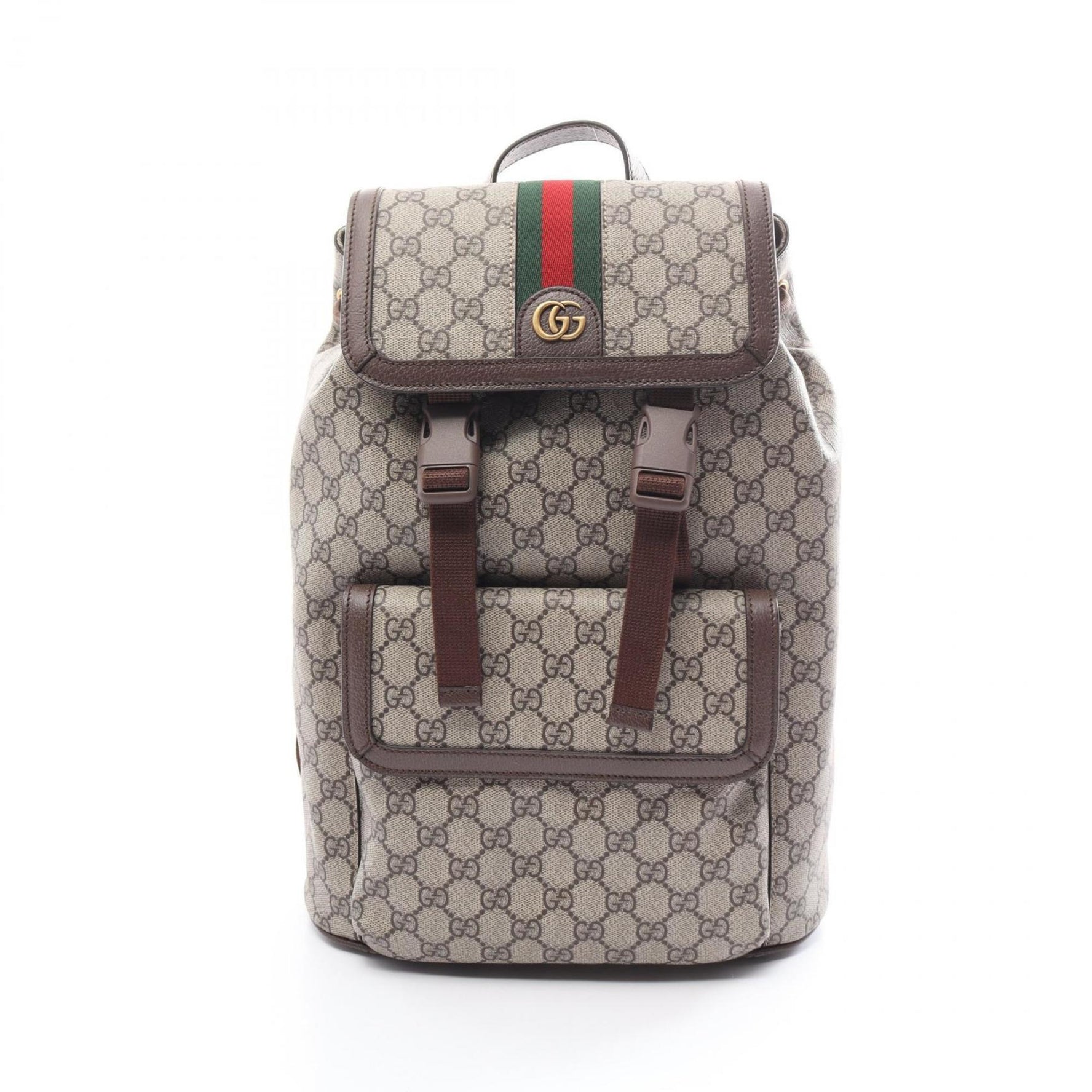 Gucci Ophidia GG Supreme Backpack Bag Coated Canvas Leather Men's Beige Brown Multicolor