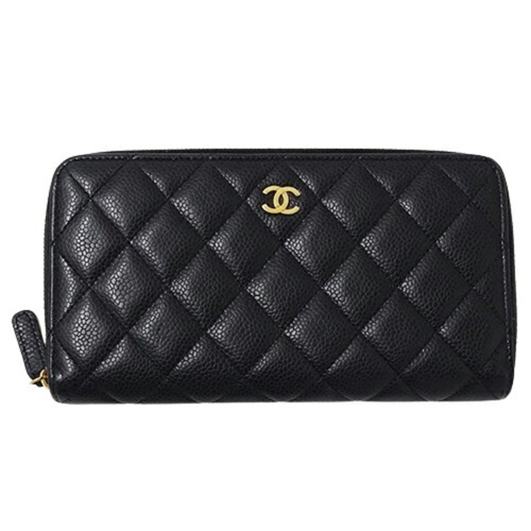 CHANEL Wallet Matelasse Long Caviar Skin Round