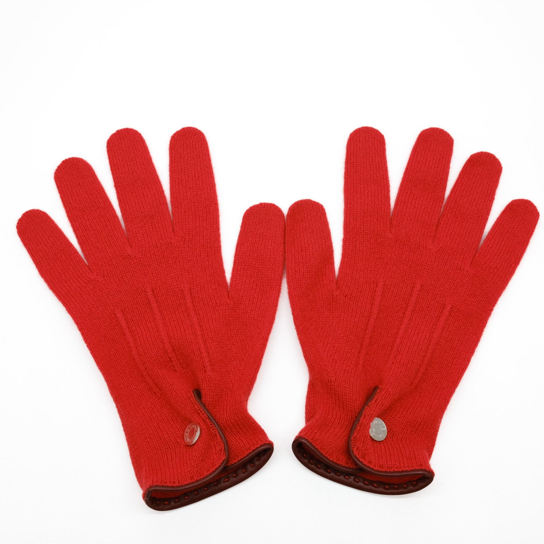 HERMES Serie Gloves, Cashmere, Red, Size M