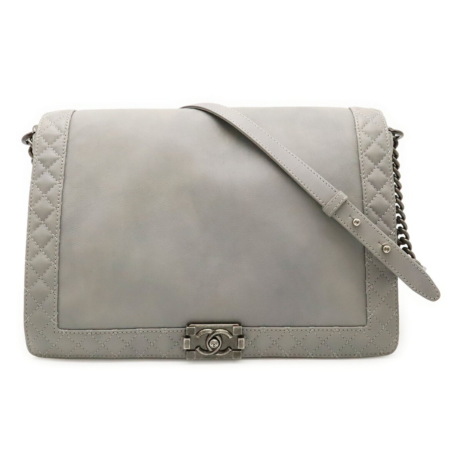 CHANEL Boy Matelasse Coco Mark Chain Shoulder Bag in Leather