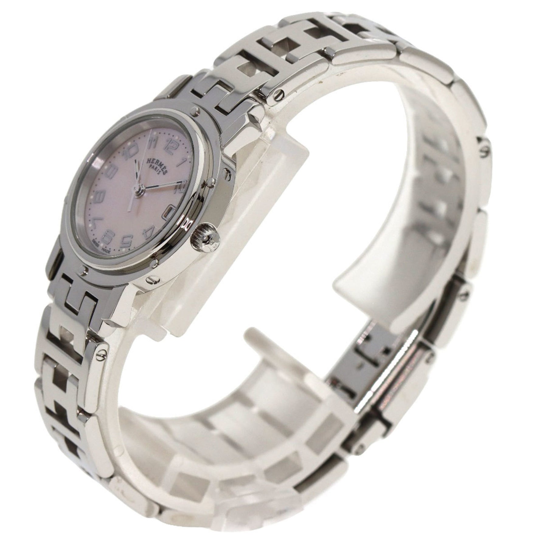 Hermes Clipper Nacle New Buckle Watch Stainless Steel SS Ladies
