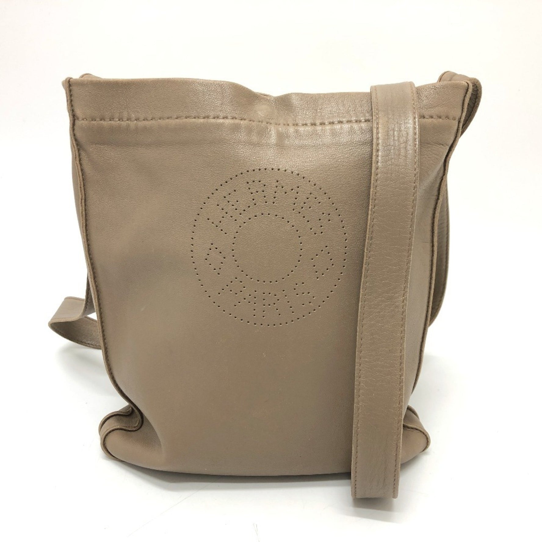 HERMES Cru de Cell Shoulder Bag Leather Etoupe Brown