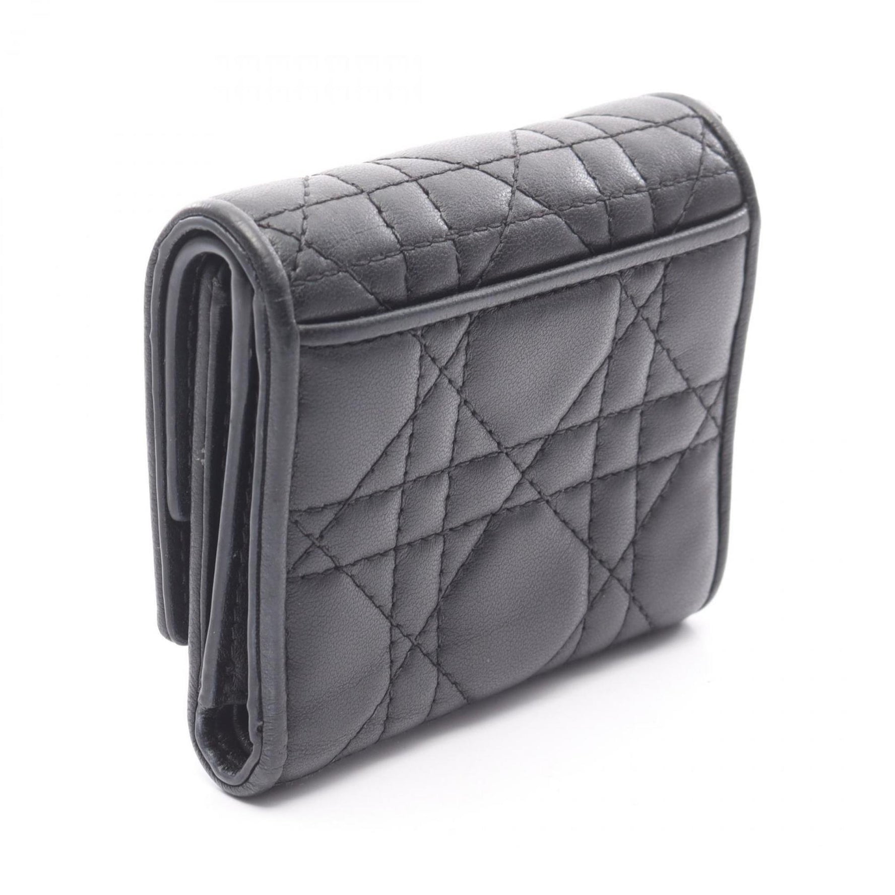 Christian Dior LADY DIOR Lotus Wallet, Tri-fold Leather