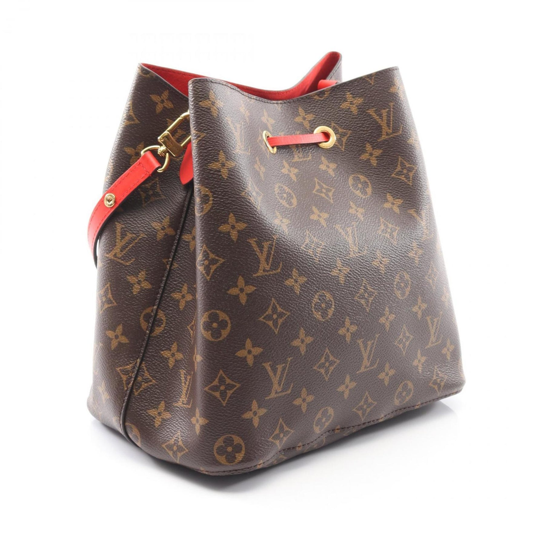 Louis Vuitton NeoNoe Shoulder Bag, Coated Canvas and Leather, Monogram, Brown Red