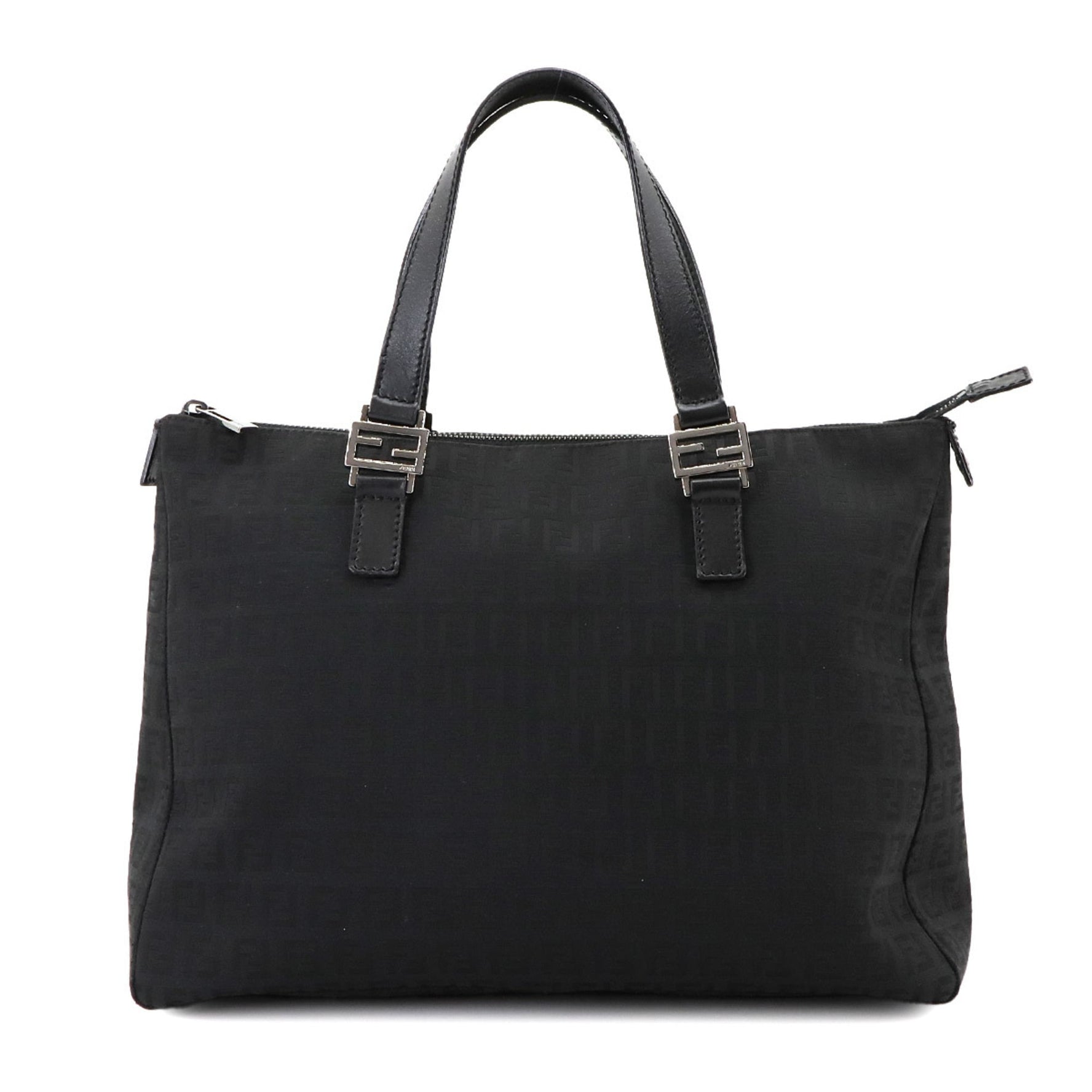 Fendi Zucchino Tote Bag, canvas and leather, with silver hardware