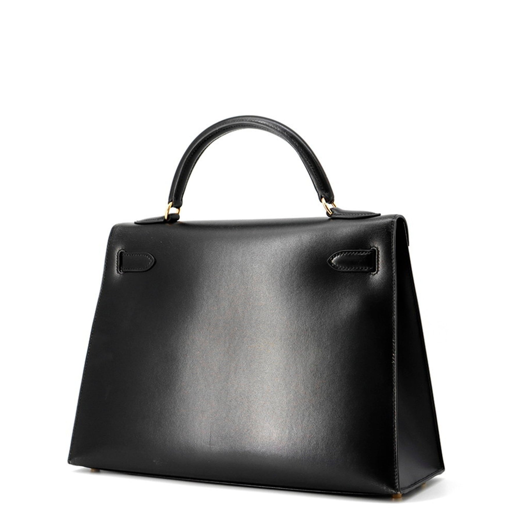Hermès Kelly 32 Handbag, Black Box Calf Leather, with Exterior Stitching, C Stamp, HERMES 2-Way Bag,