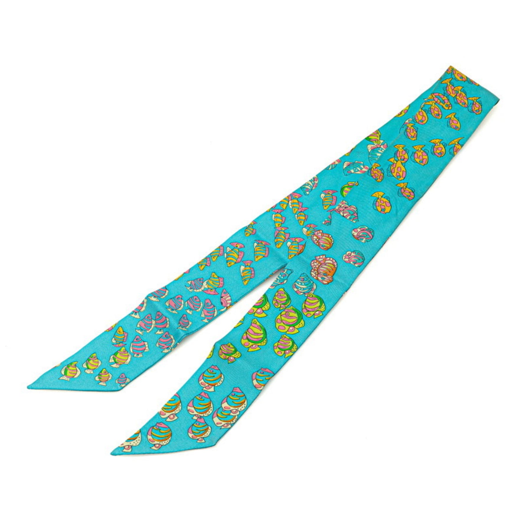 Hermes Hermès Twilly "RENCONTRE OCEANE" Scarf, Blue Multicolor Silk