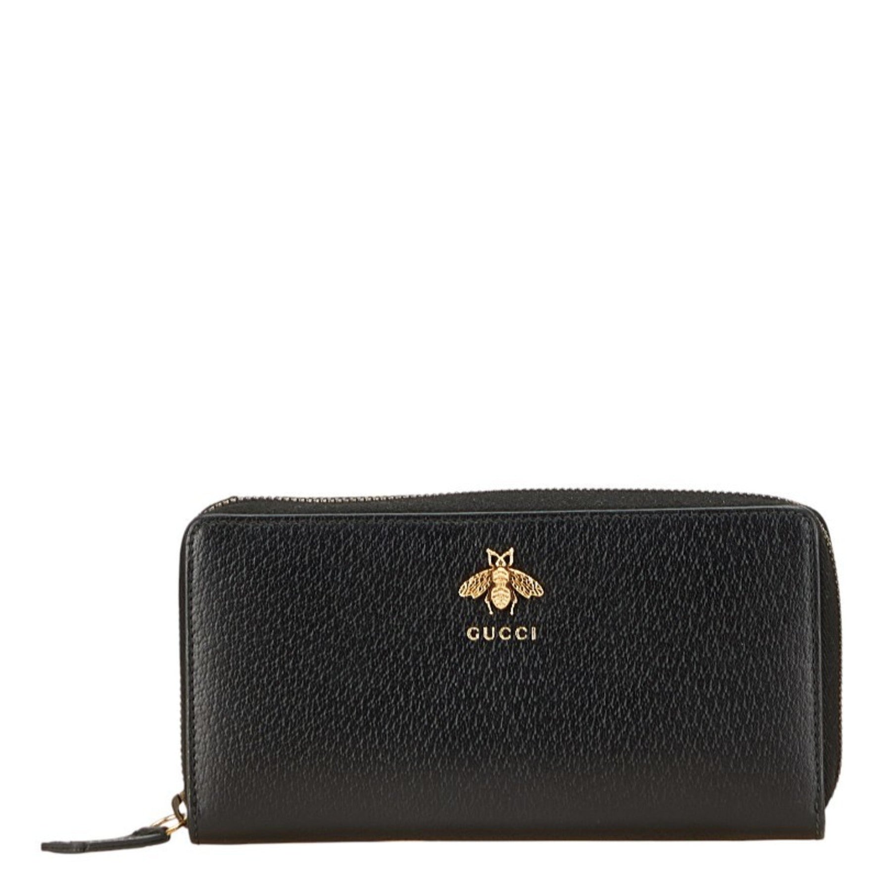 Gucci Animalier Bee Zip-Around Long Wallet Leather