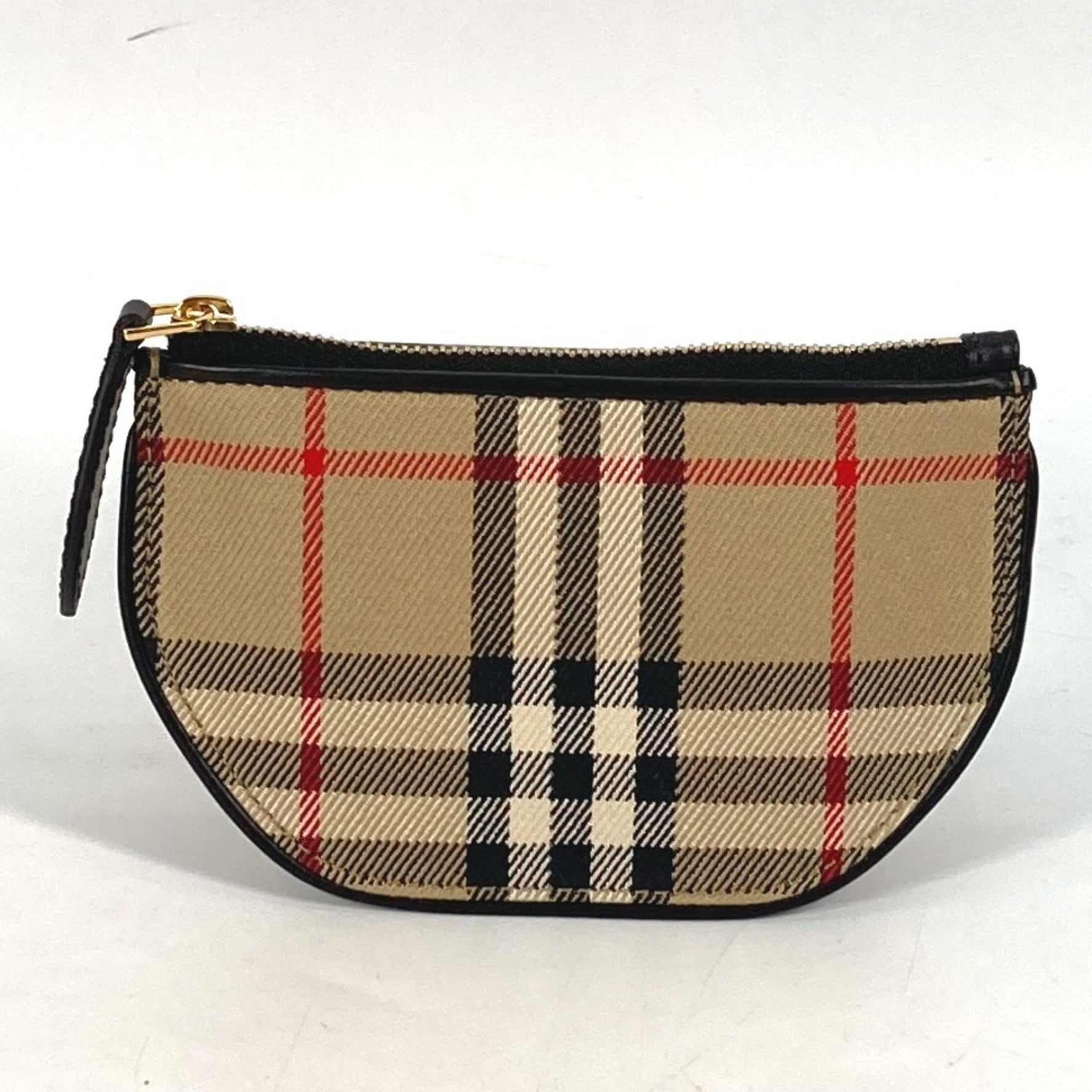 BURBERRY Coin Purse Wallet Olympia Check Wallet/Coin Case Leather Canvas