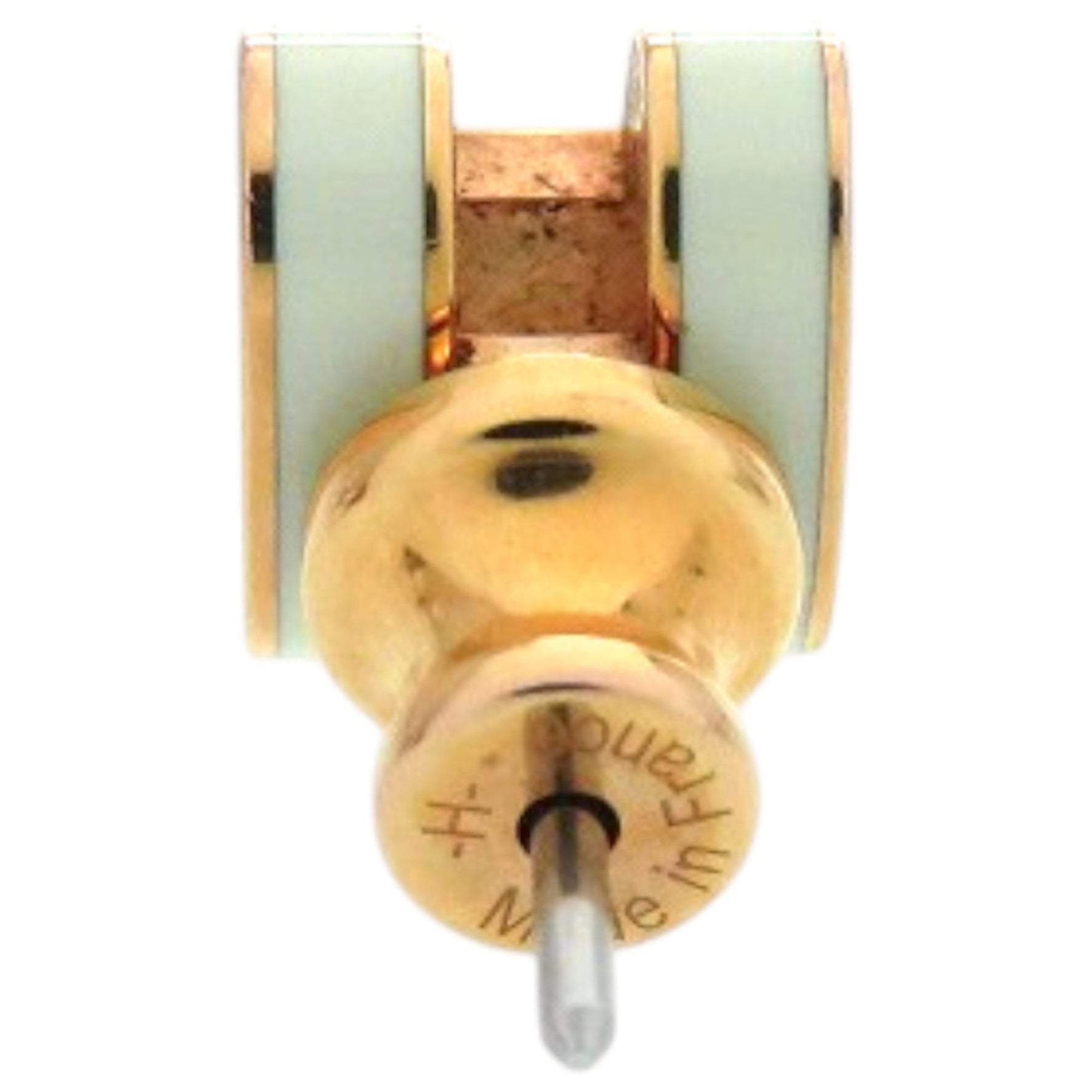 Hermes Hermès Single Pop Ash Mini Metal Vert Fizz Green Earrings 0162