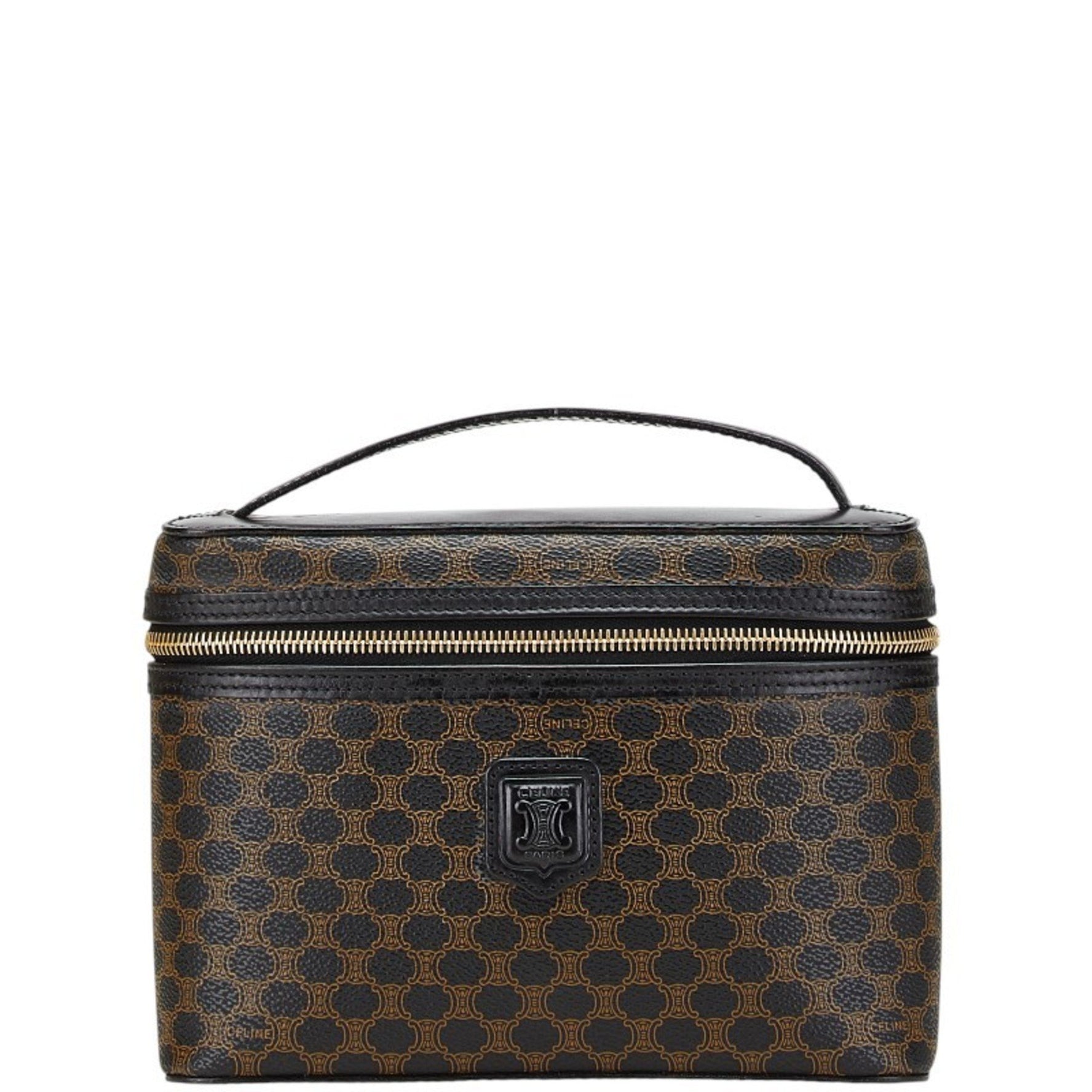 Celine Macadam Vanity Bag in Black, Brown, PVC and Leather .