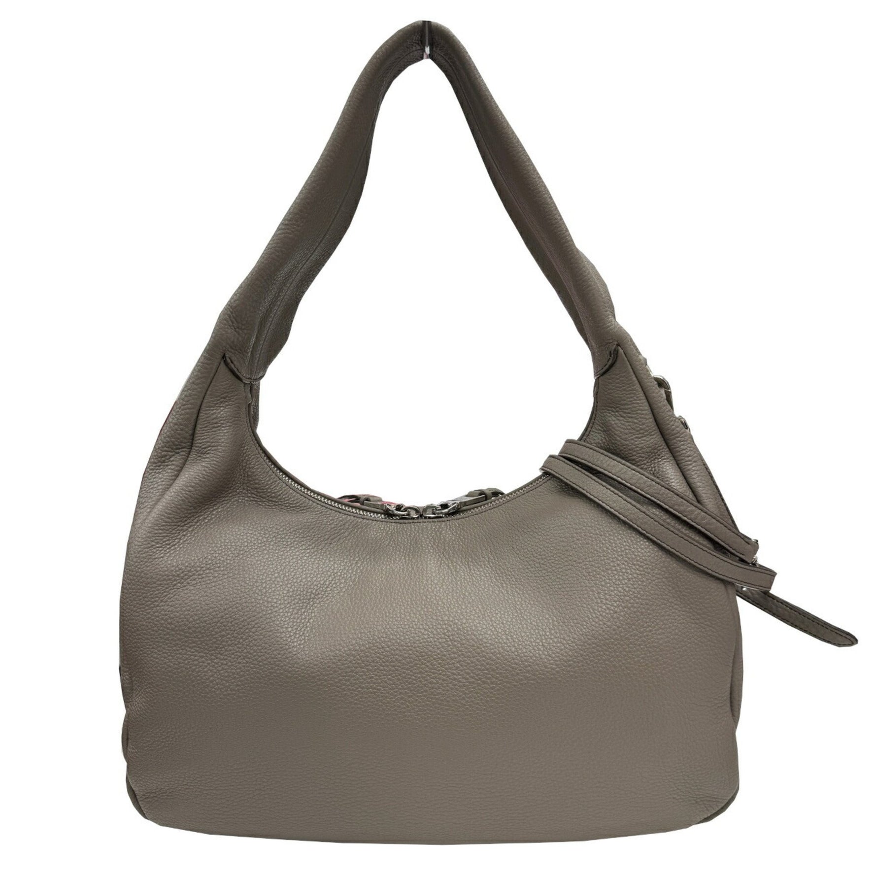 PRADA Shoulder Bag Leather Grey Vitello Phoenix