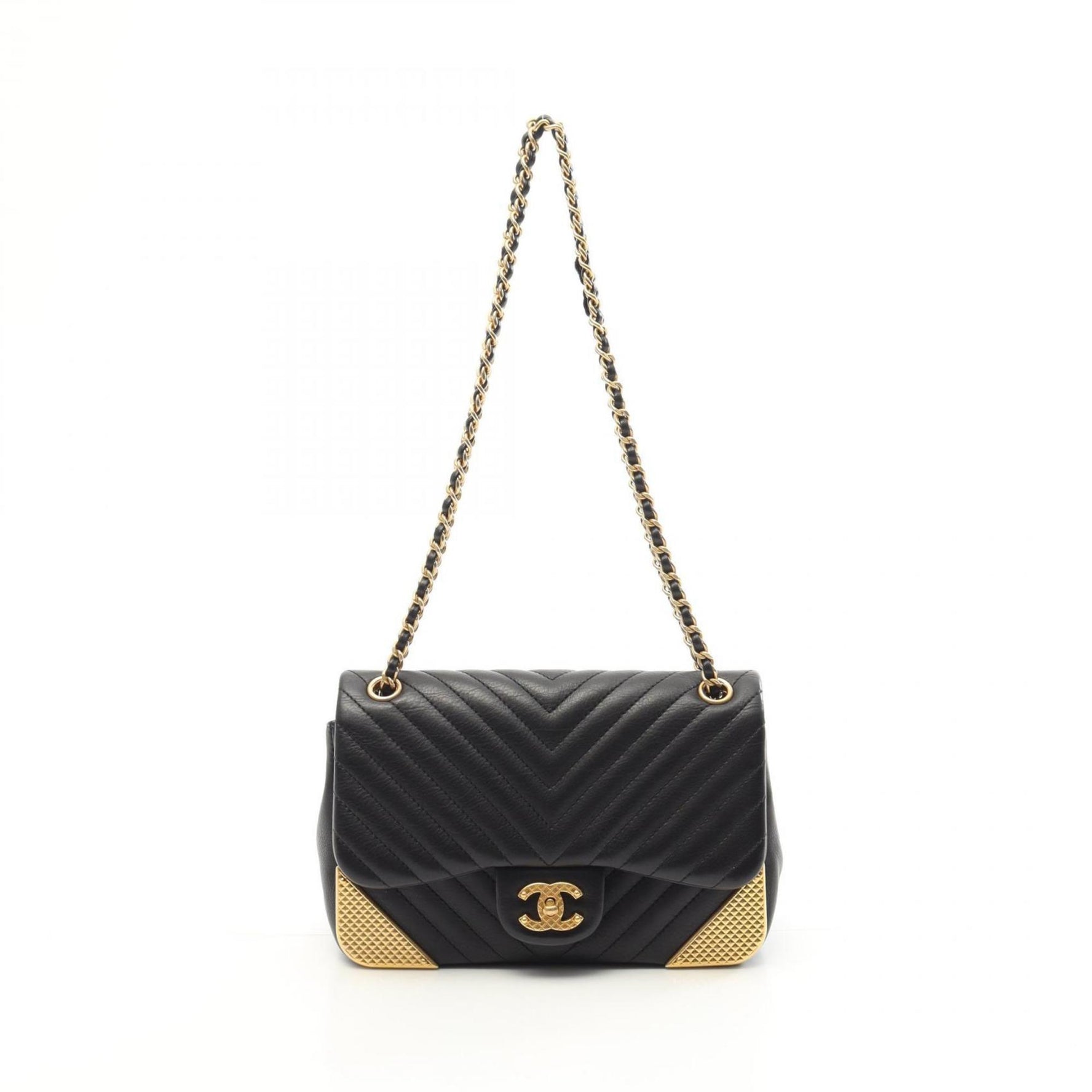 Chanel V-stitch shoulder bag in lambskin leather