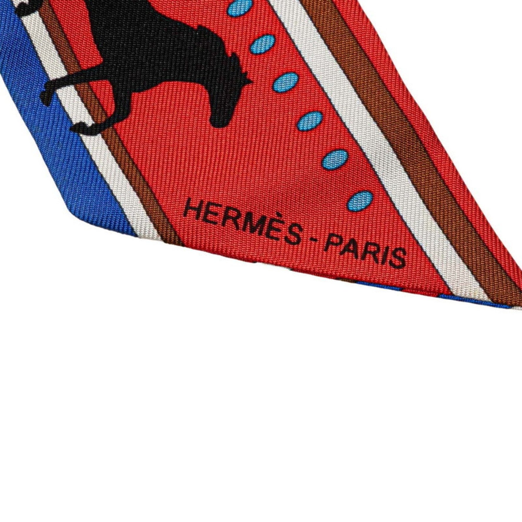 Hermes Hermès Twilly SEQUENCES Horse Motif Scarf, Red Multicolor Silk