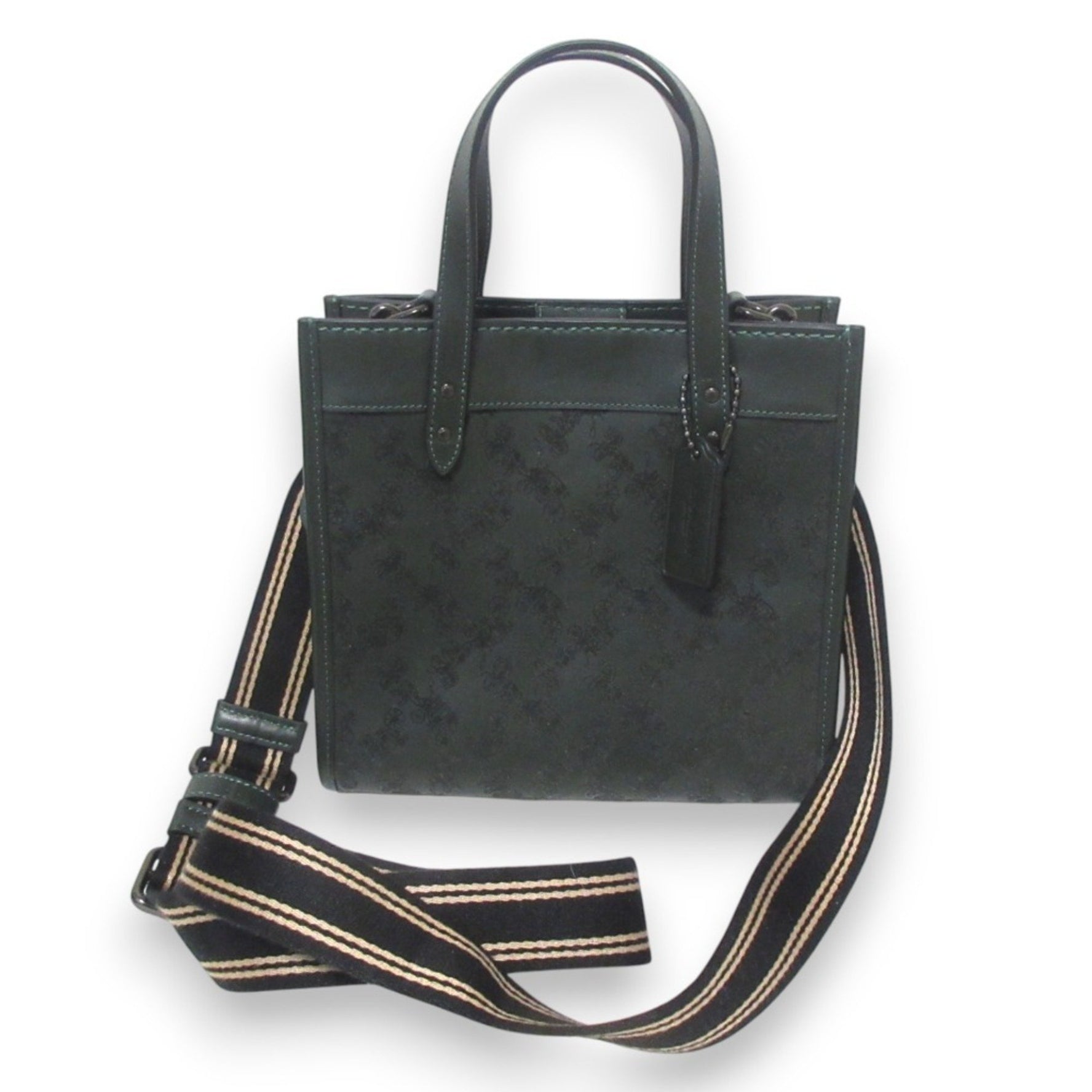 COACH Field Tote 22 Horse & Carriage Velour x Leather Bag Shoulder