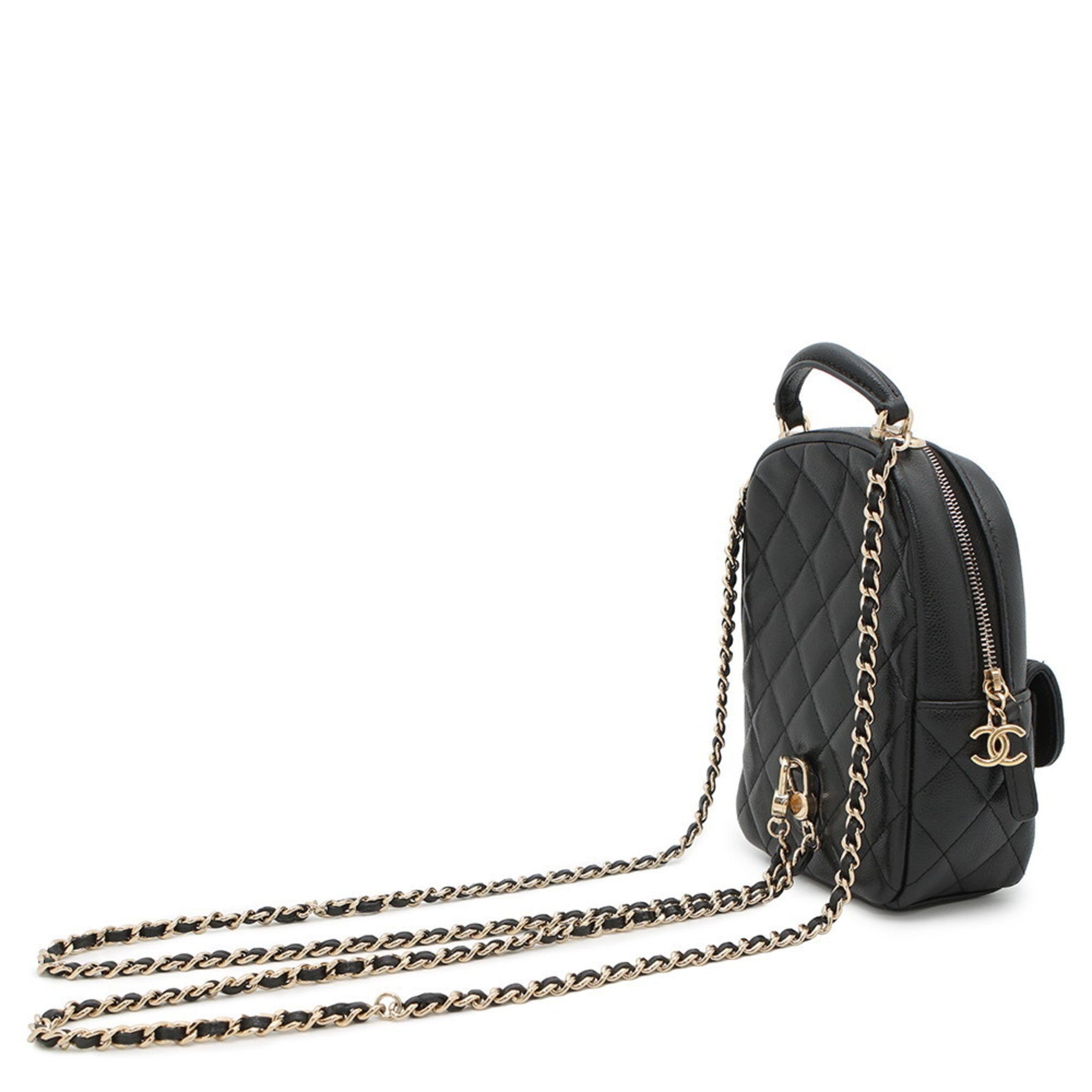Chanel Backpack Matelasse Coco Mark Timeless Classic Mini Caviar Skin