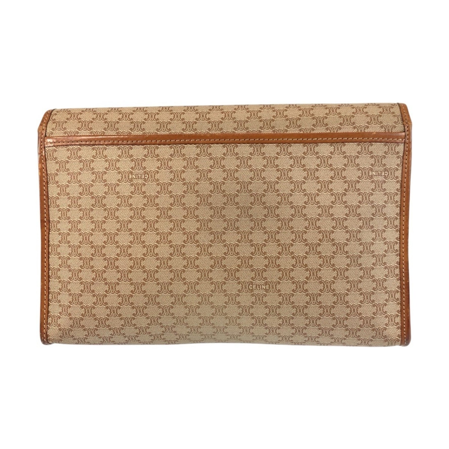 CELINE Macadam Leather with Gold Hardware Clutch Bag/Second Bag