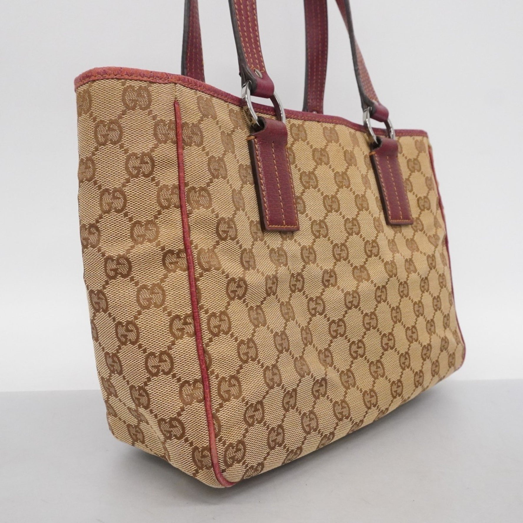 Gucci Tote Bag GG Canvas Brown Red