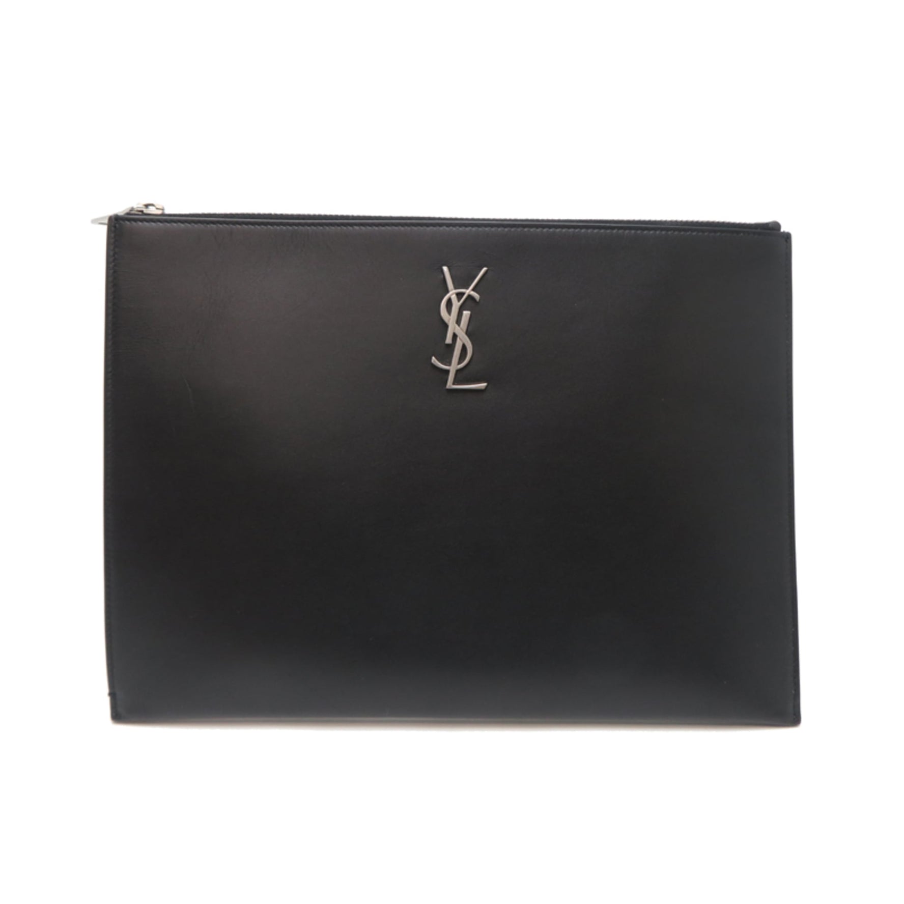 Saint Laurent Zip Tablet Holder Clutch Bag in Leather