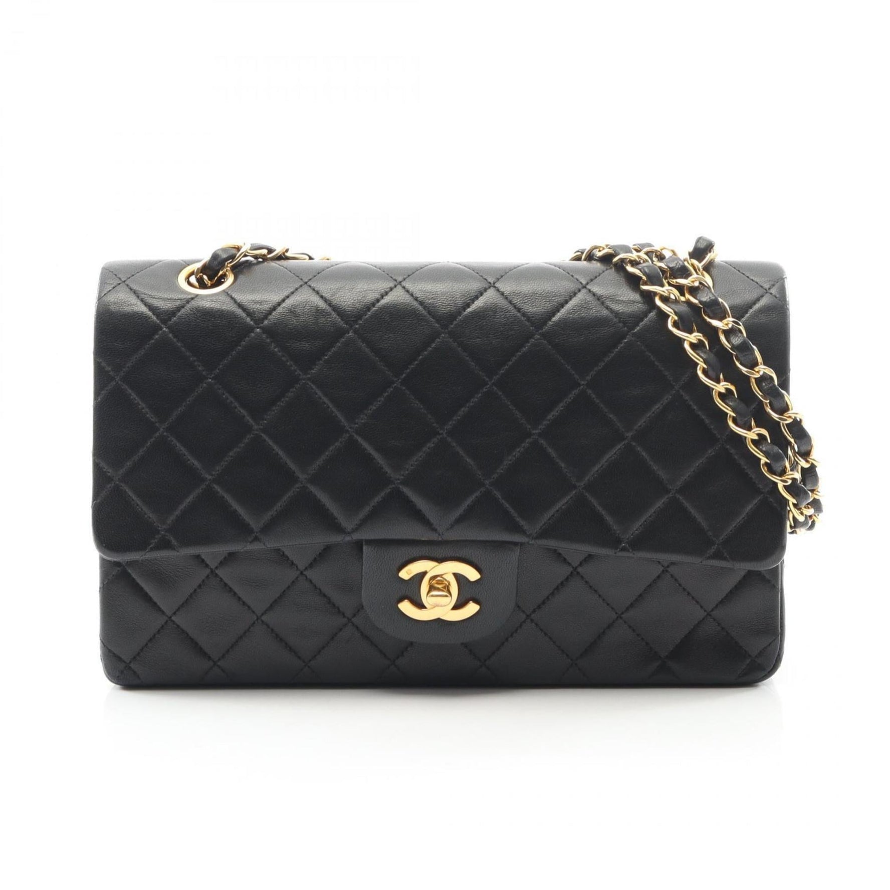 CHANEL Matelasse Double Flap Shoulder Bag in Lambskin Leather