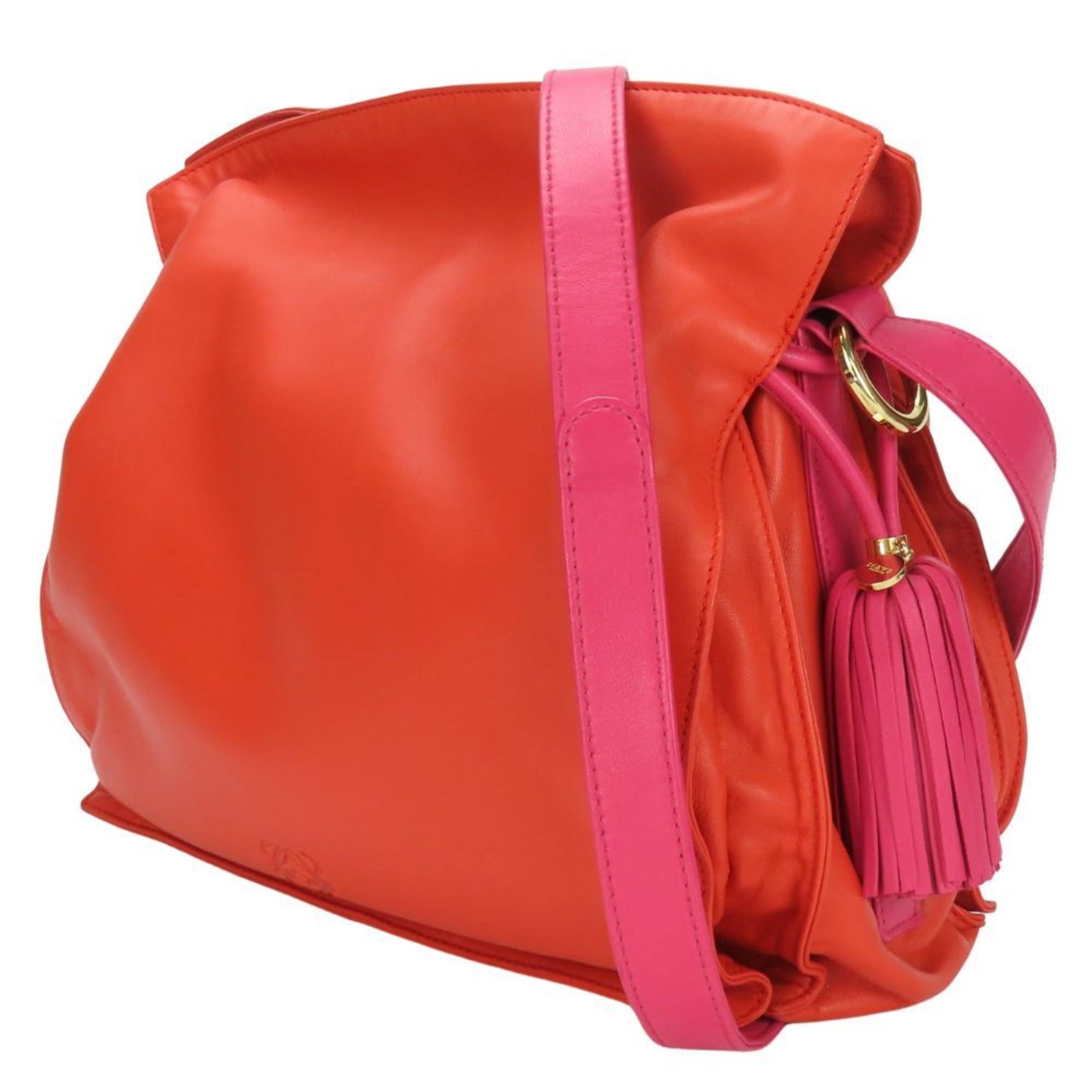 LOEWE Shoulder Bag Flamenco Nappa Leather Orange Pink
