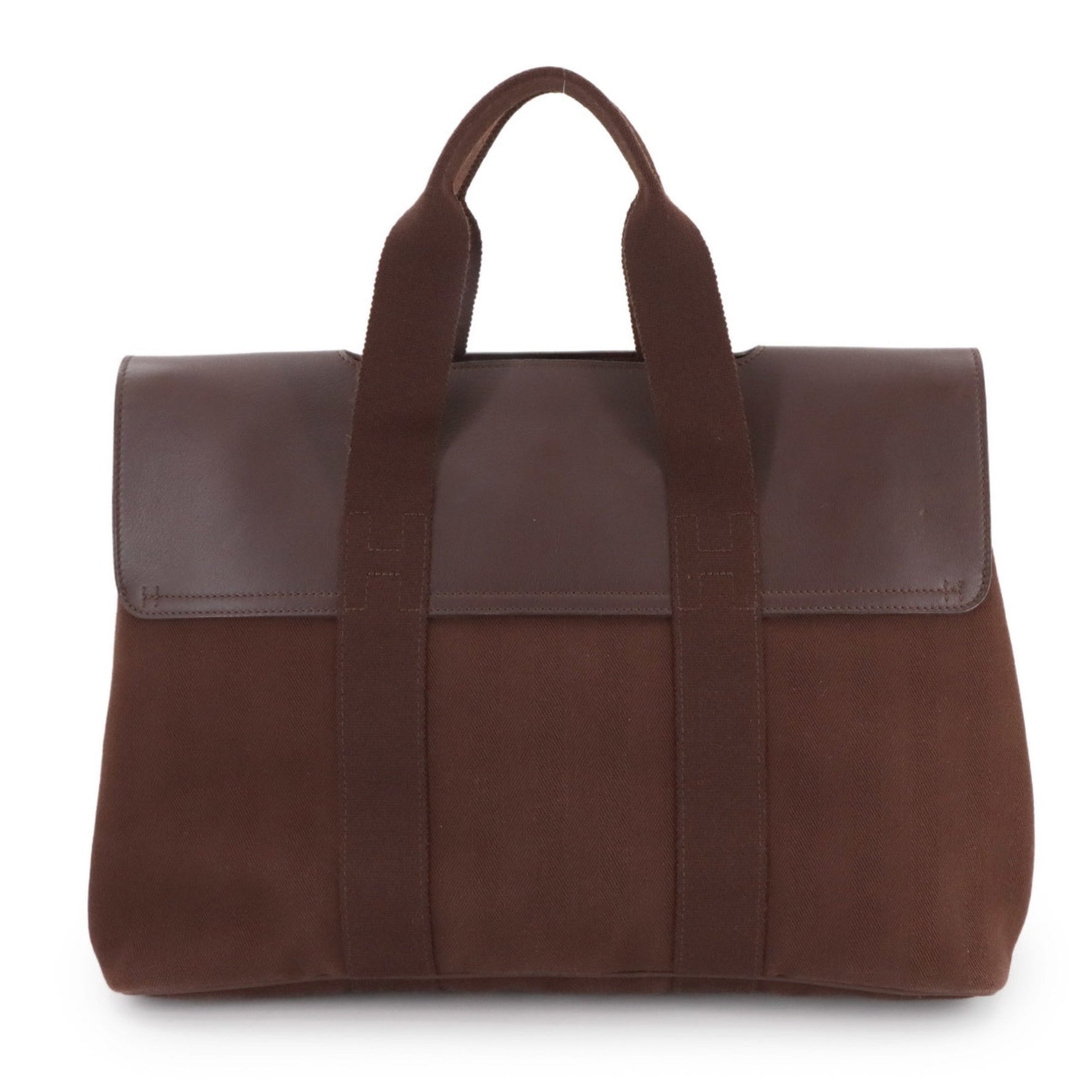 Hermes Hermès Valparaiso MM handbag in toile chevron leather with Havana silver hardware.