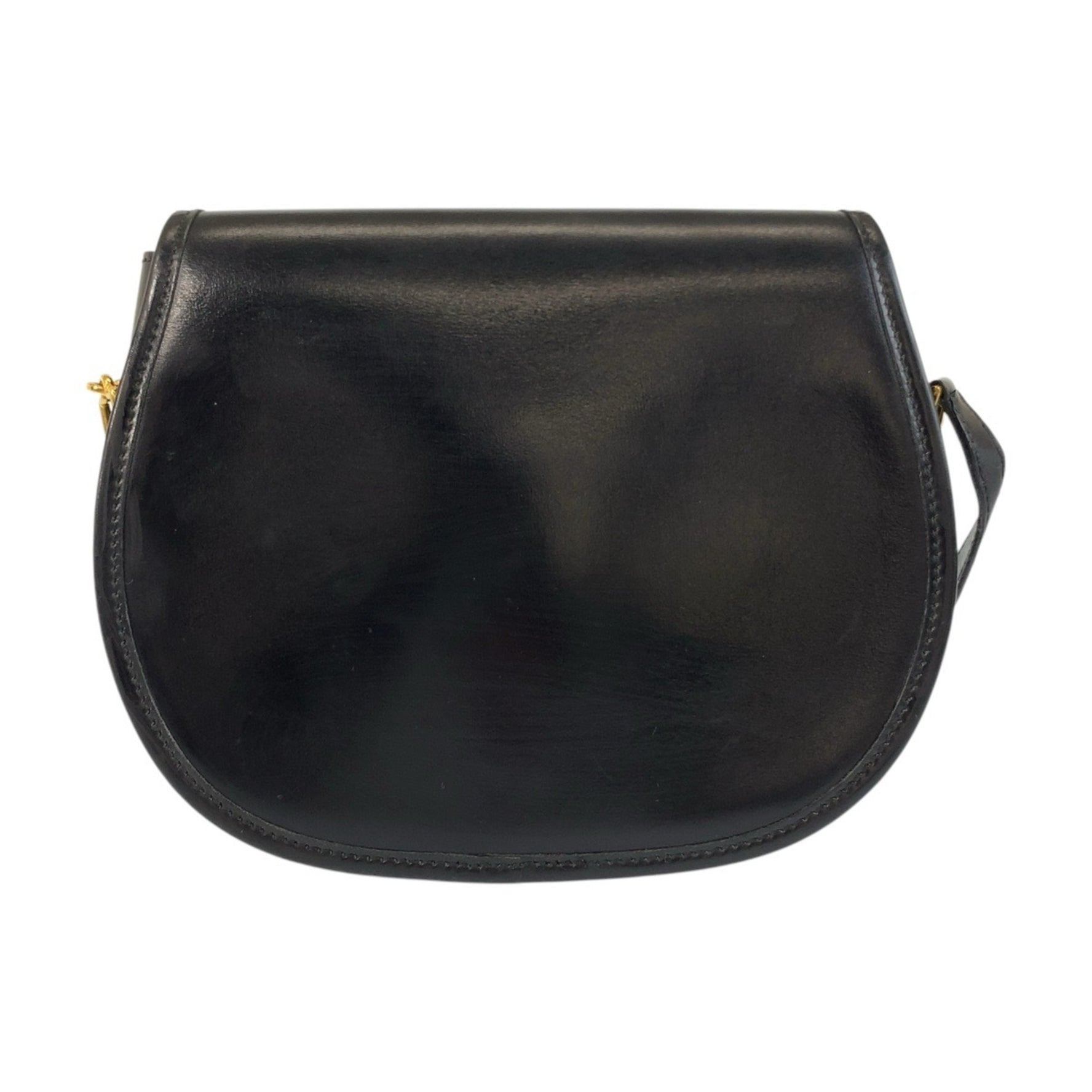 HERMES Vintage Gold Hardware Leather Shoulder Bag Pochette