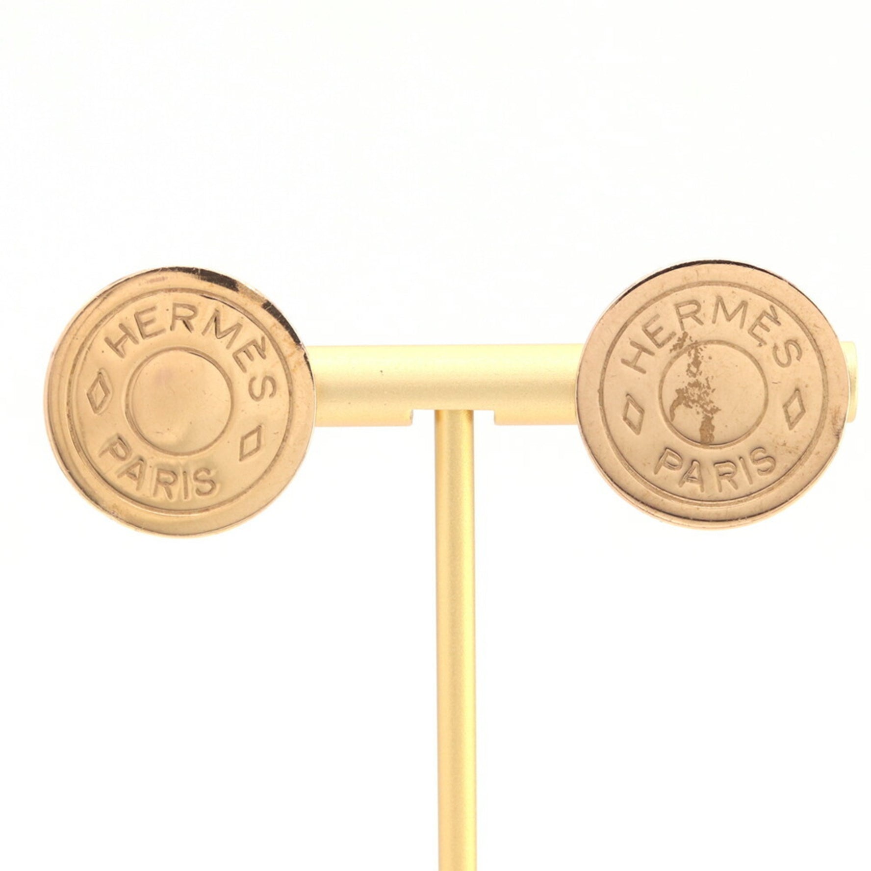 Hermes Earrings Serie Metal Ear Old Ladies Round