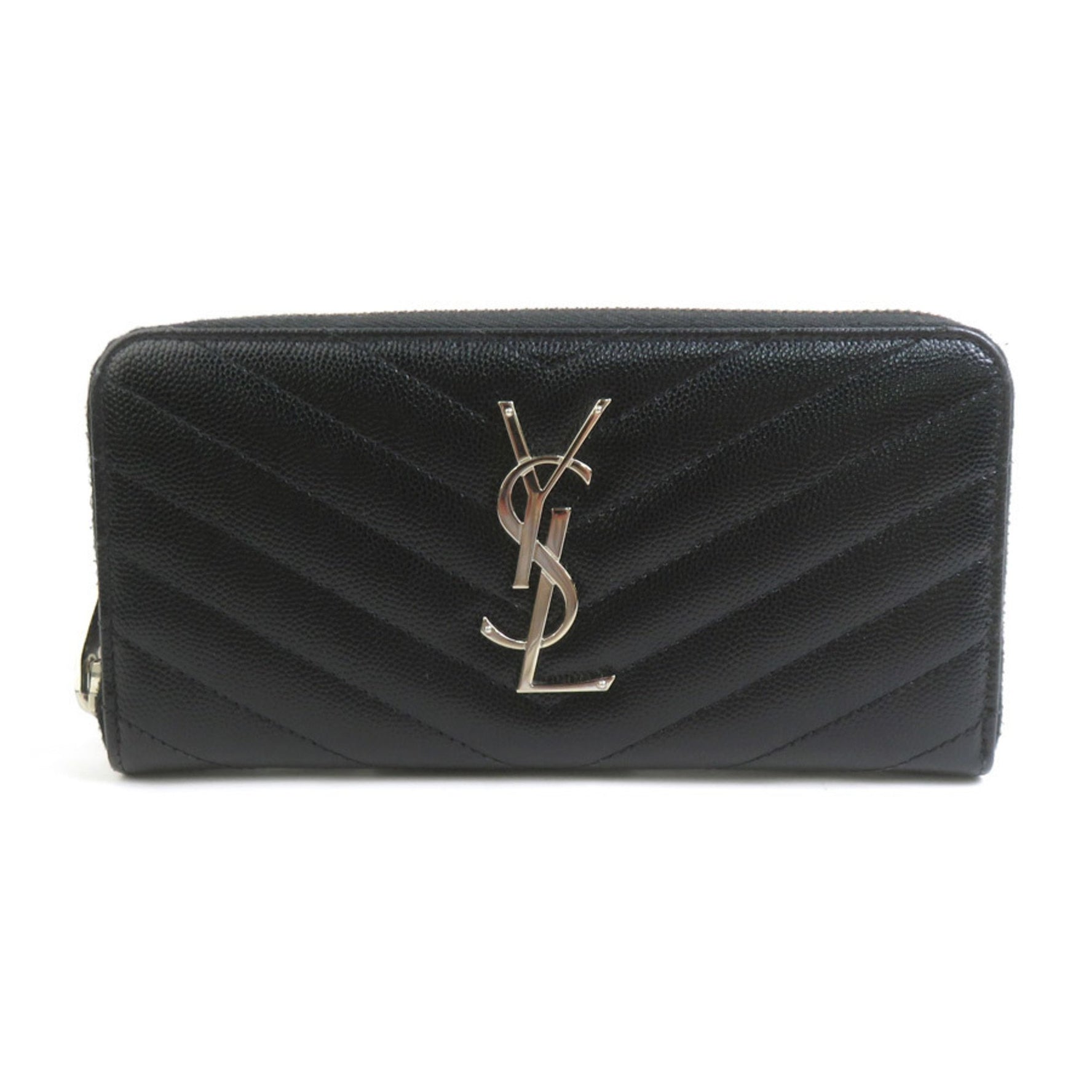 Saint Laurent round long wallet in and silver leather