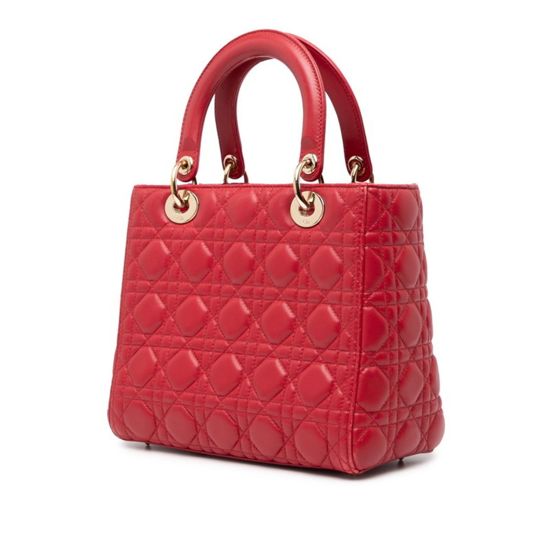 Christian Dior Lady Cannage Medium Handbag in Red Leather