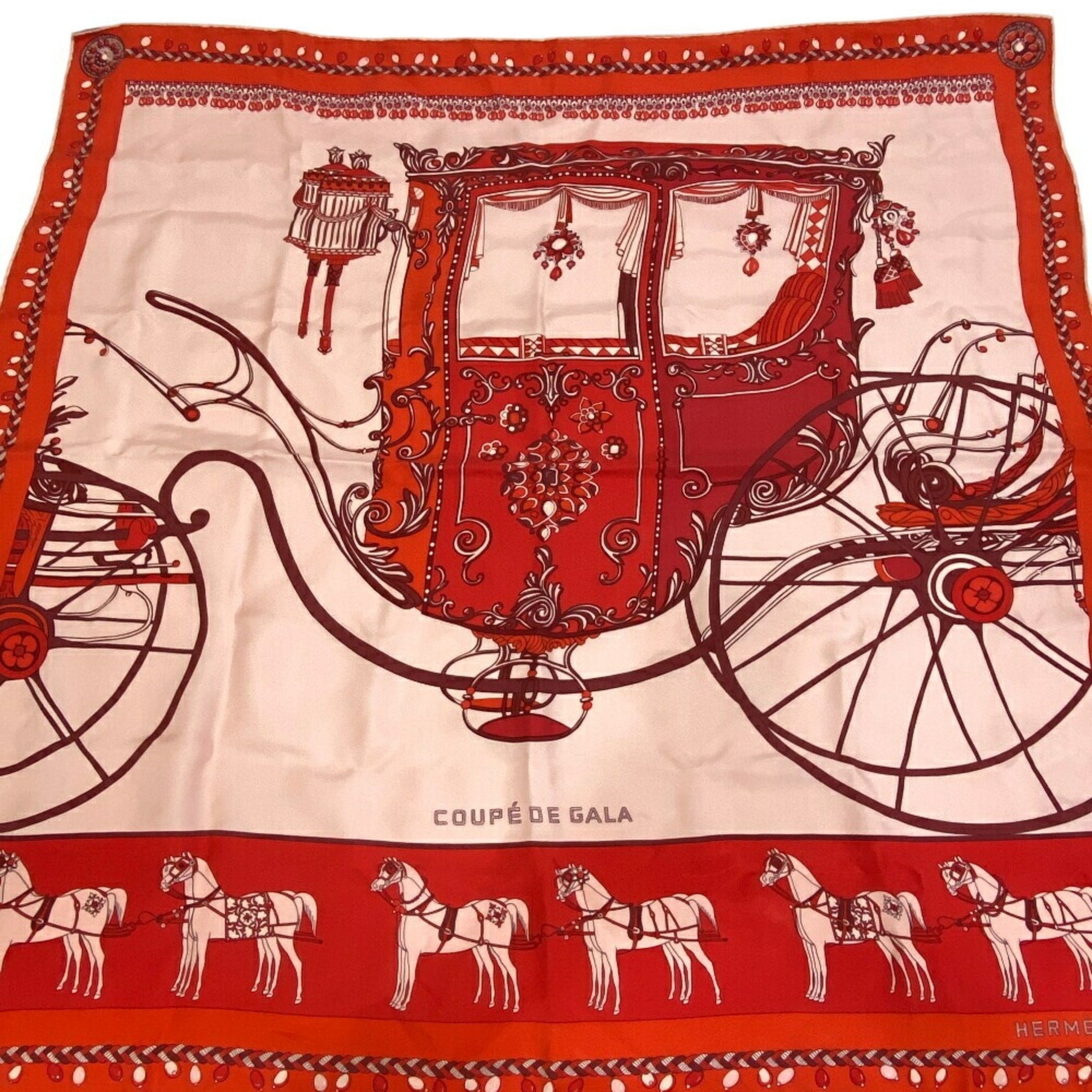 HERMES Carre 90 COUPE DE GALA Scarf Orange