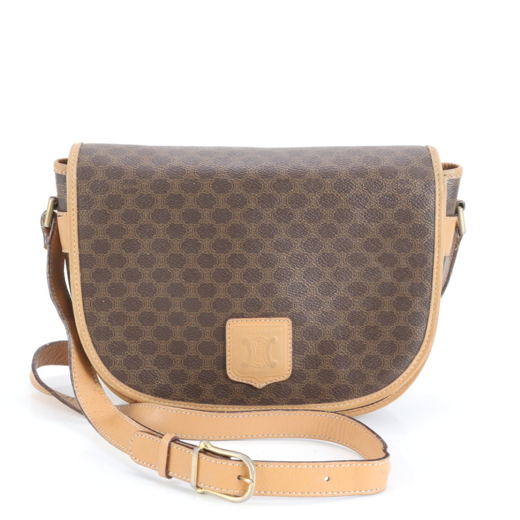 Celine Macadam Leather Shoulder Bag, Crossbody