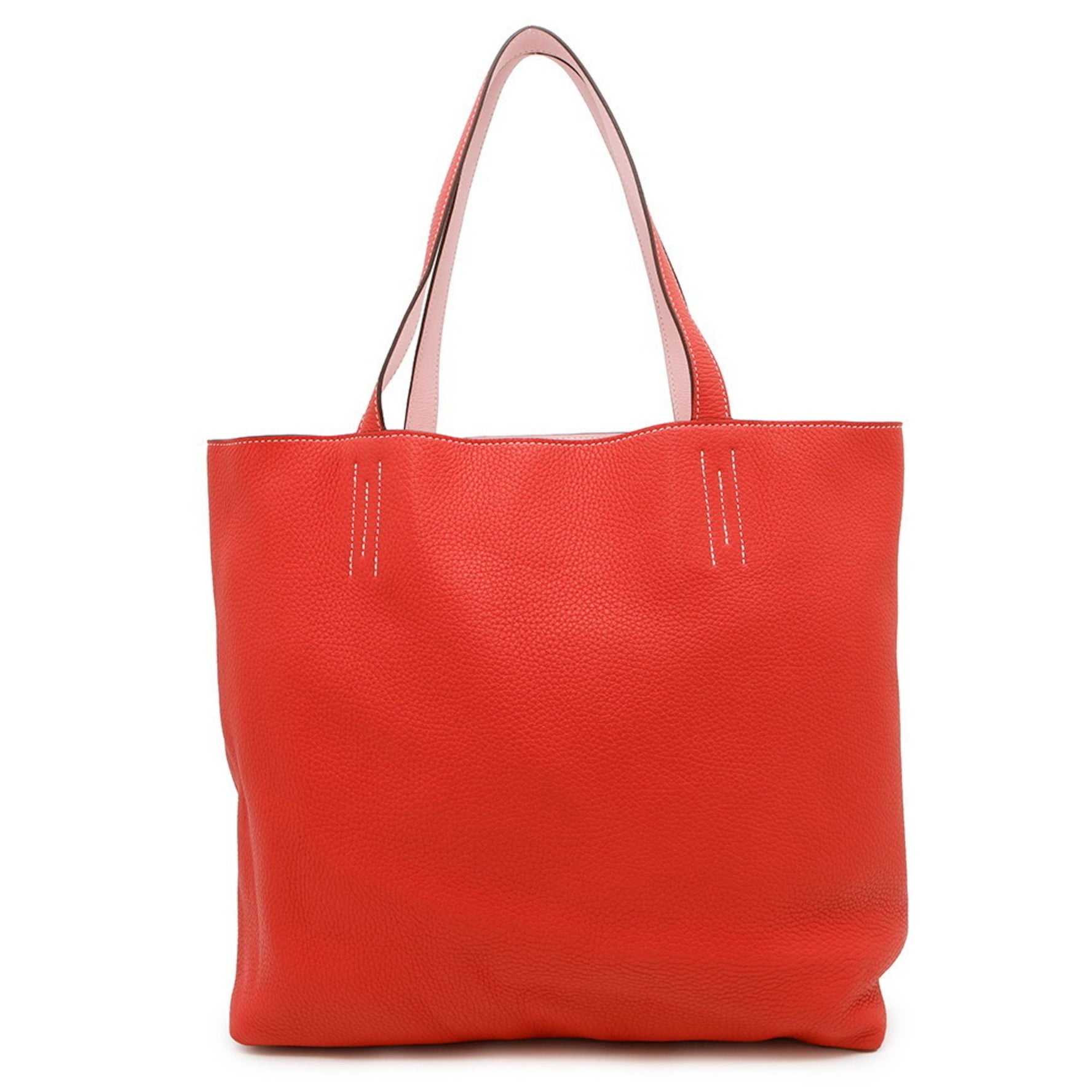 Hermes Hermès Double Sens 36 Tote Bag in Rouge Pivoine, Rose Sakura, Taurillon Clemence, and Swift Leather with a T Stamp