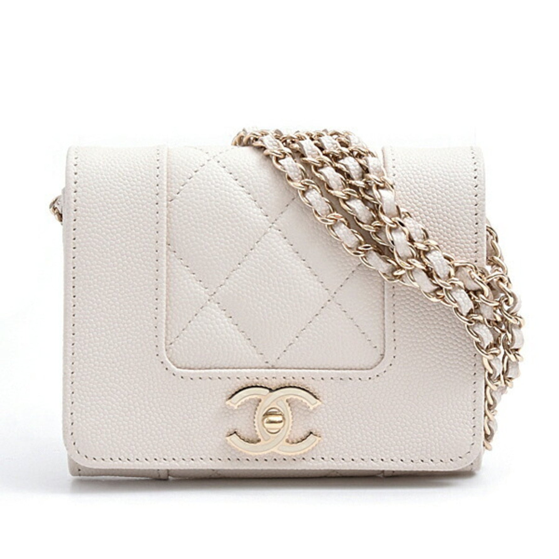 CHANEL Matelasse Mini Chain Wallet Shoulder Bag in Caviar Skin